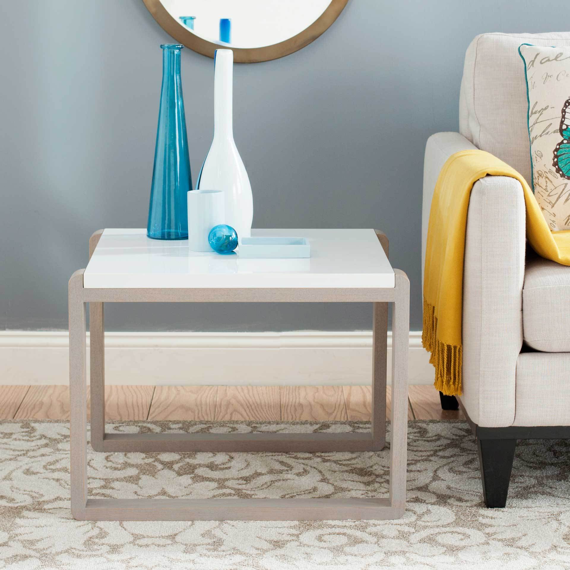 Balin Lacquer End Table White/Gray - Image 3