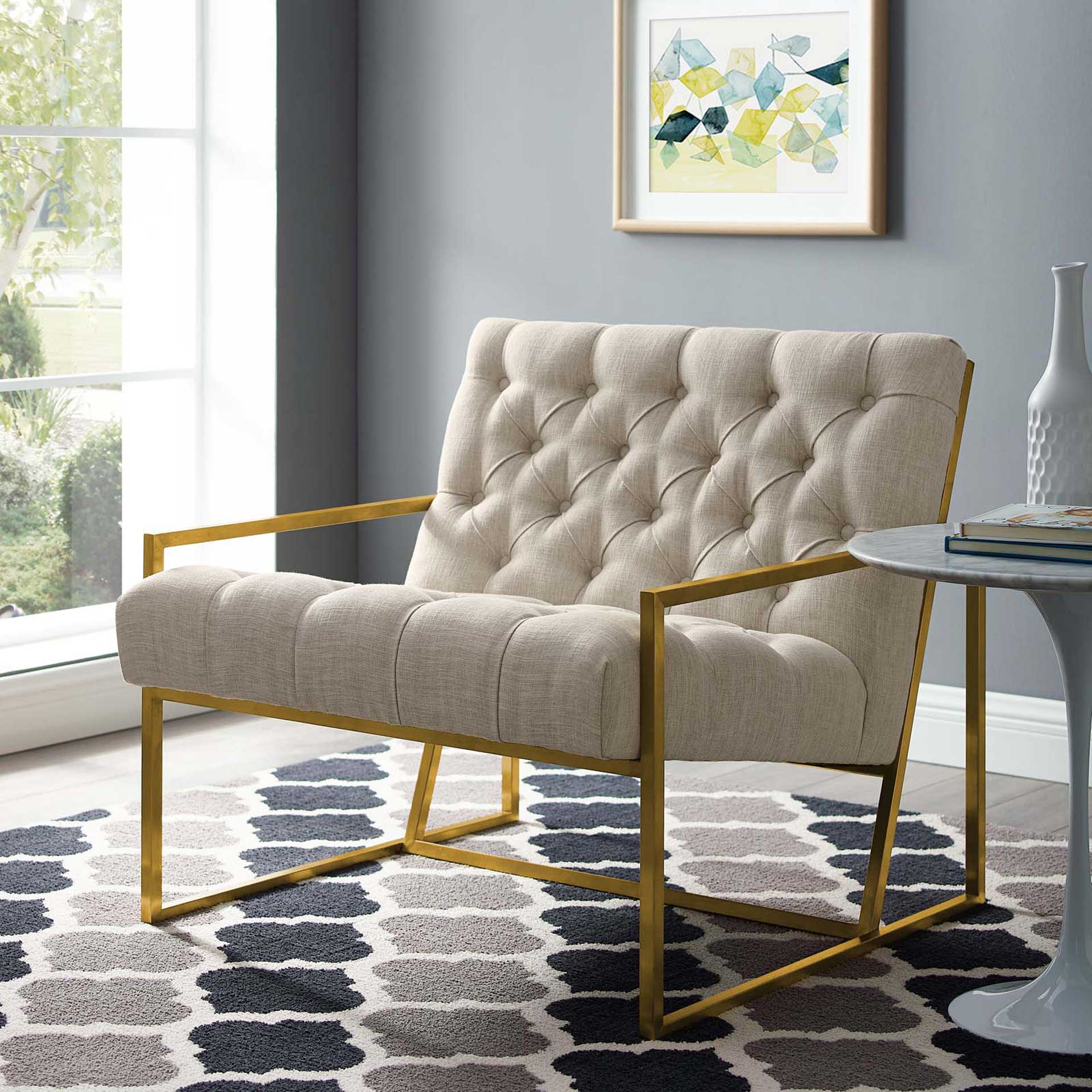 Ballston Fabric Accent Chair Beige - Image 4