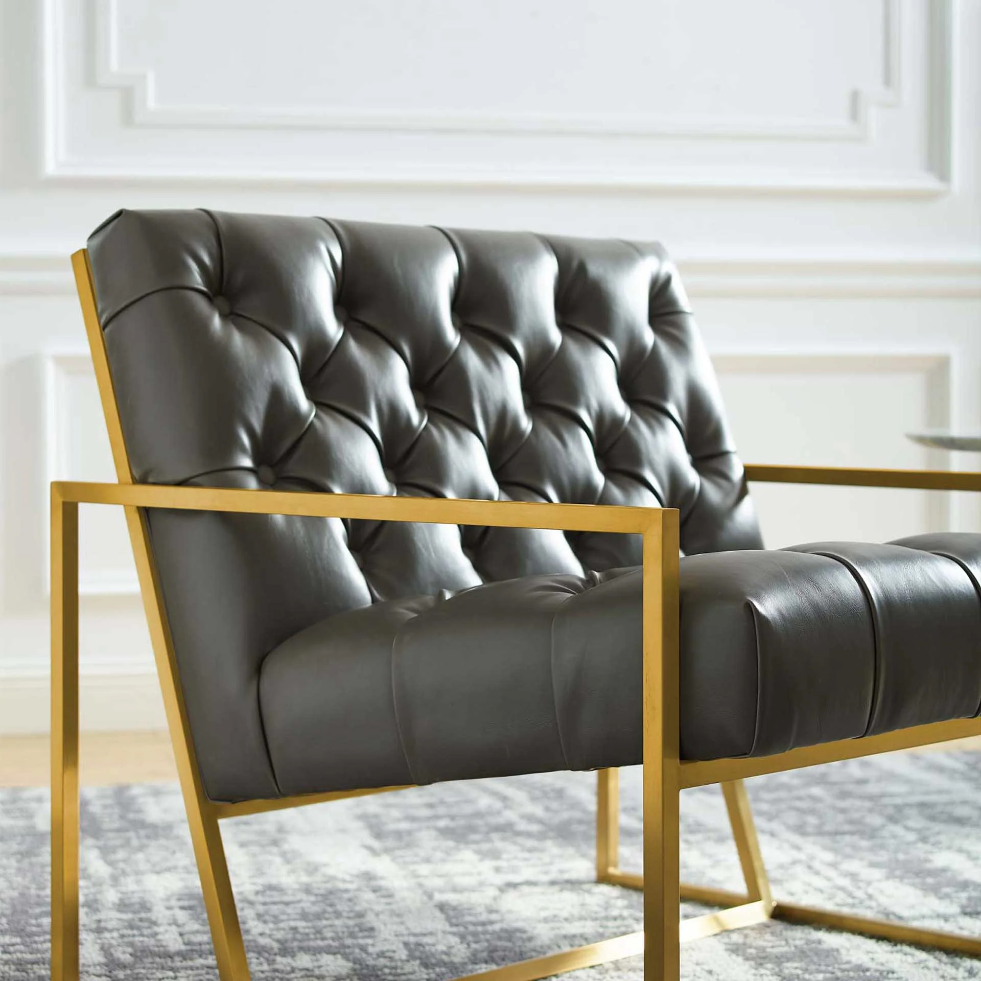 Ballston Faux Leather Accent Chair Gray - Image 4