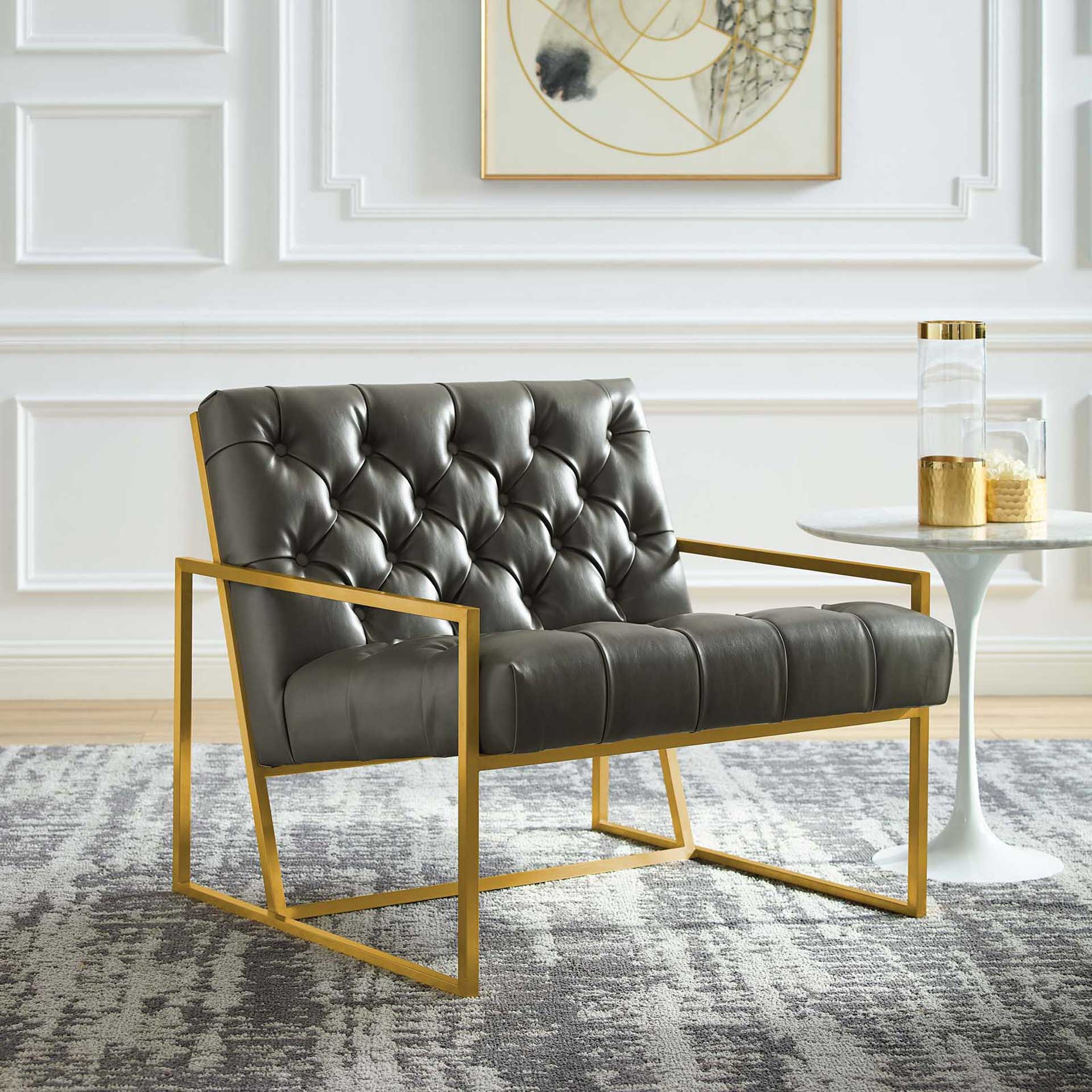 Ballston Faux Leather Accent Chair Gray - Image 5