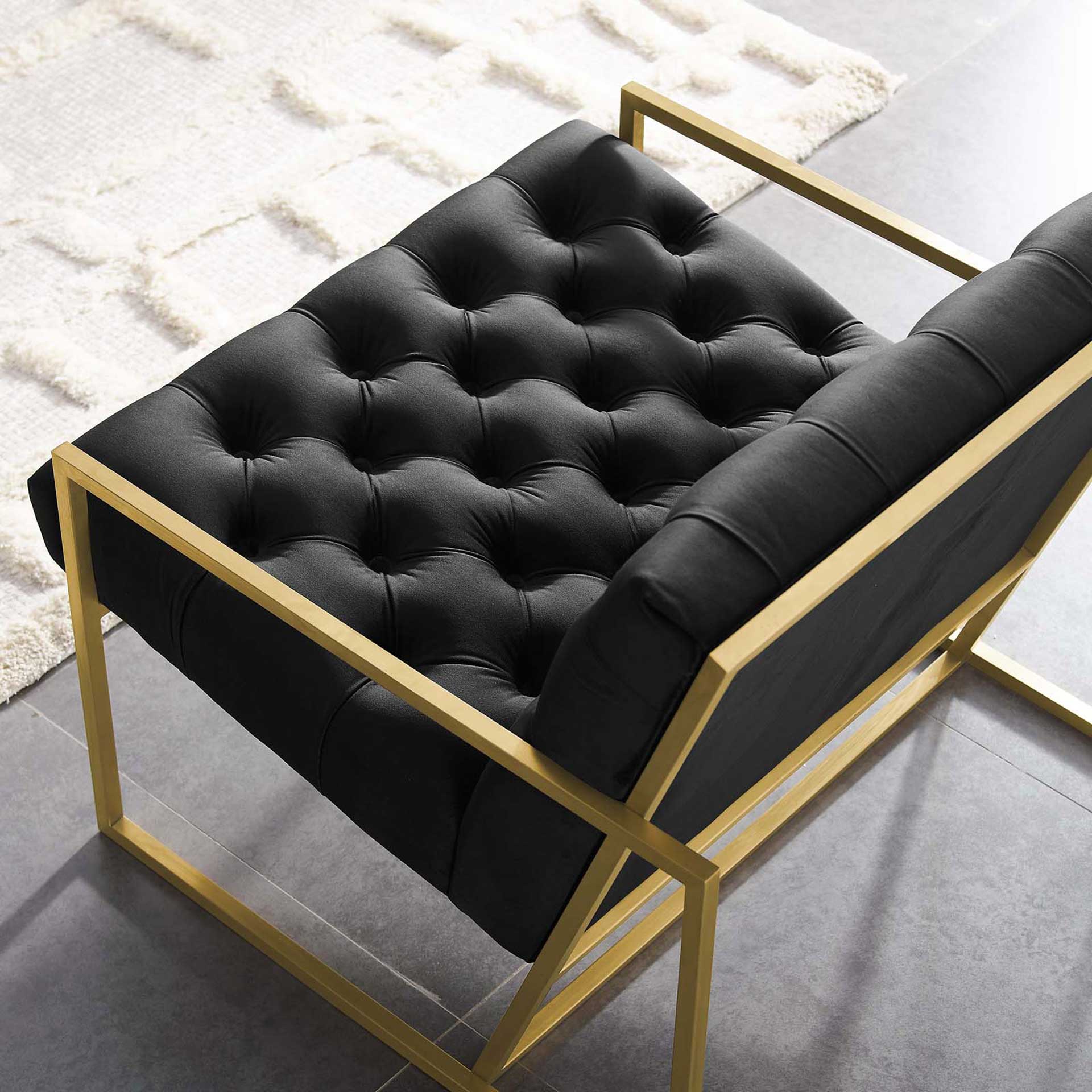 Ballston Velvet Accent Chair Black - Image 4