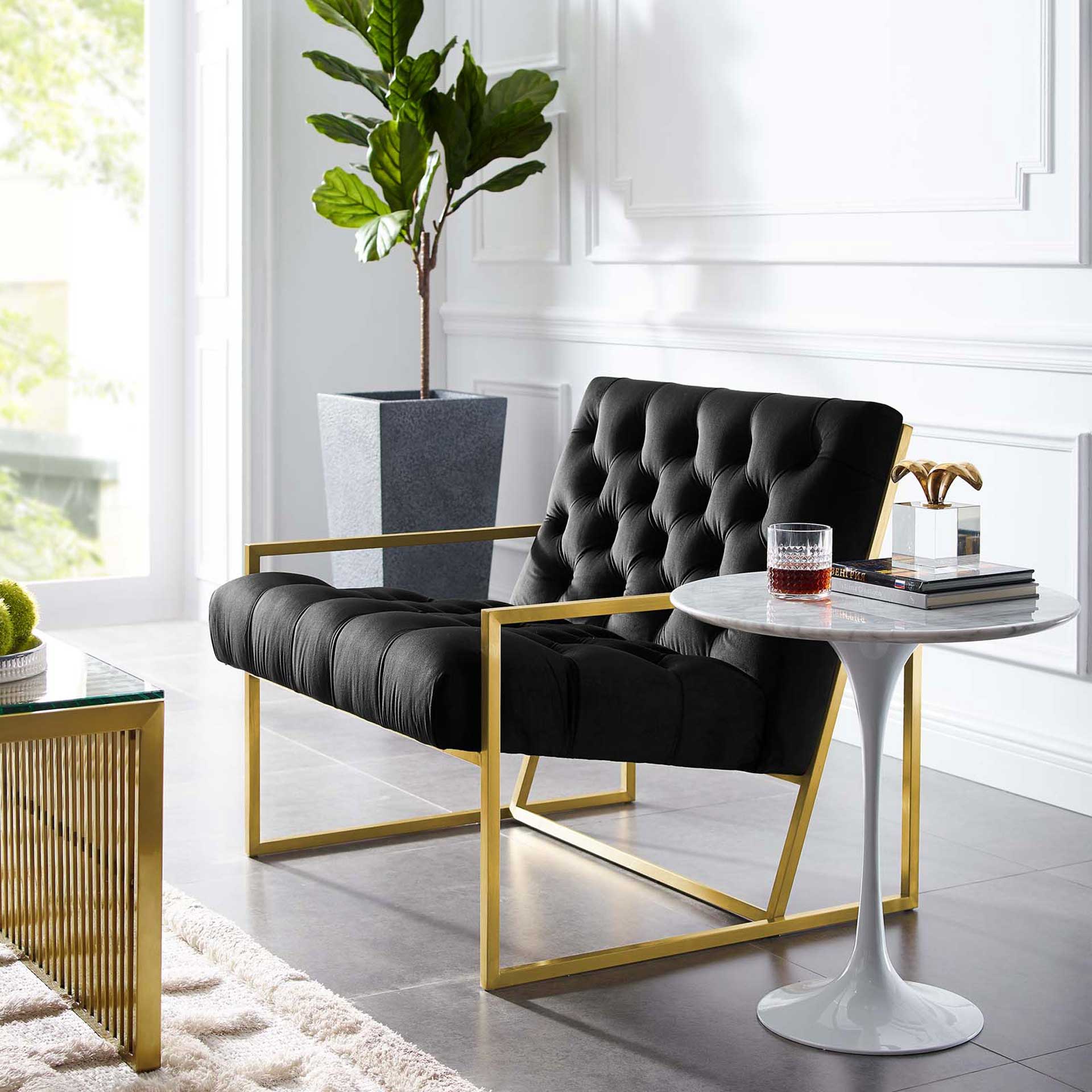 Ballston Velvet Accent Chair Black - Image 5