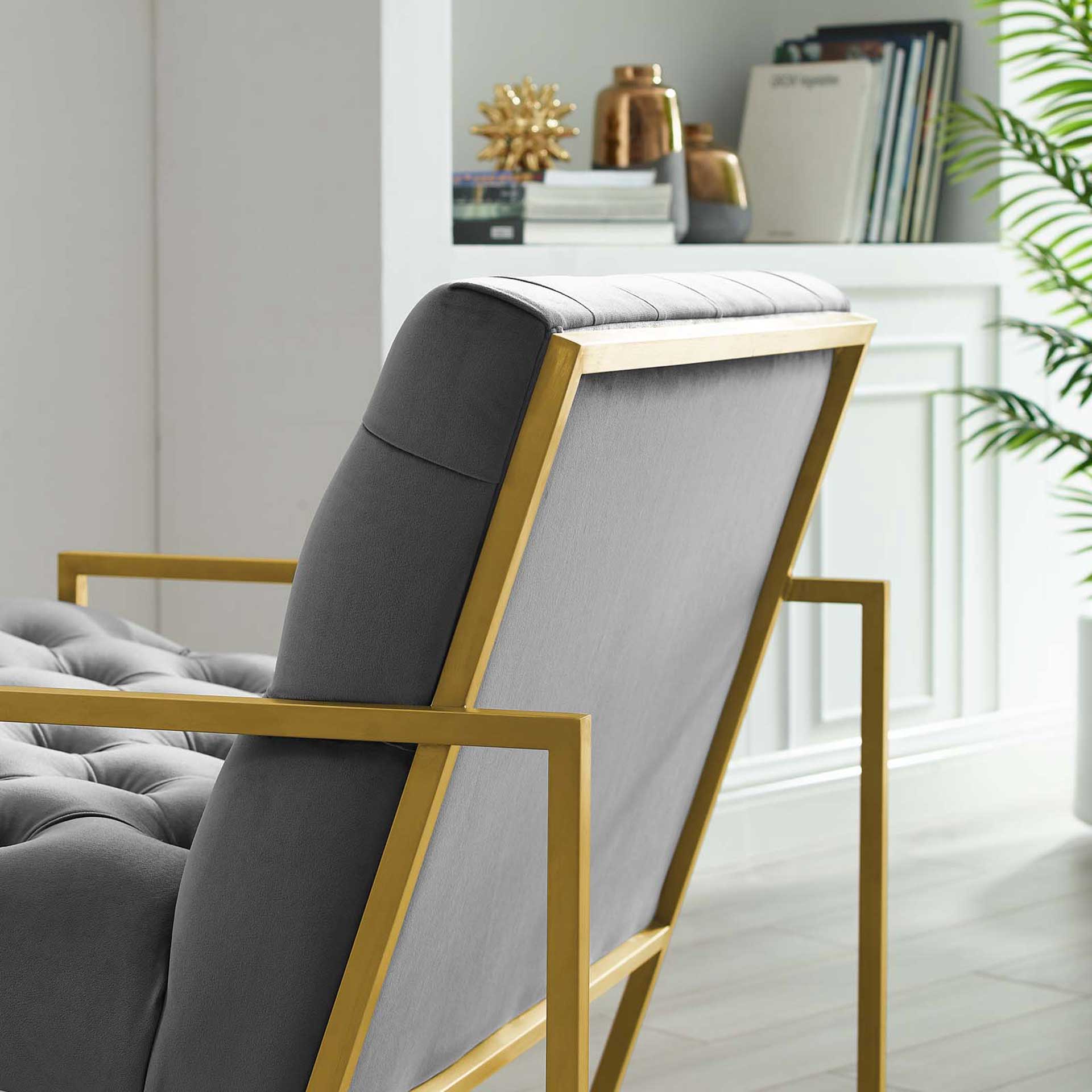 Ballston Velvet Accent Chair Gray - Image 4