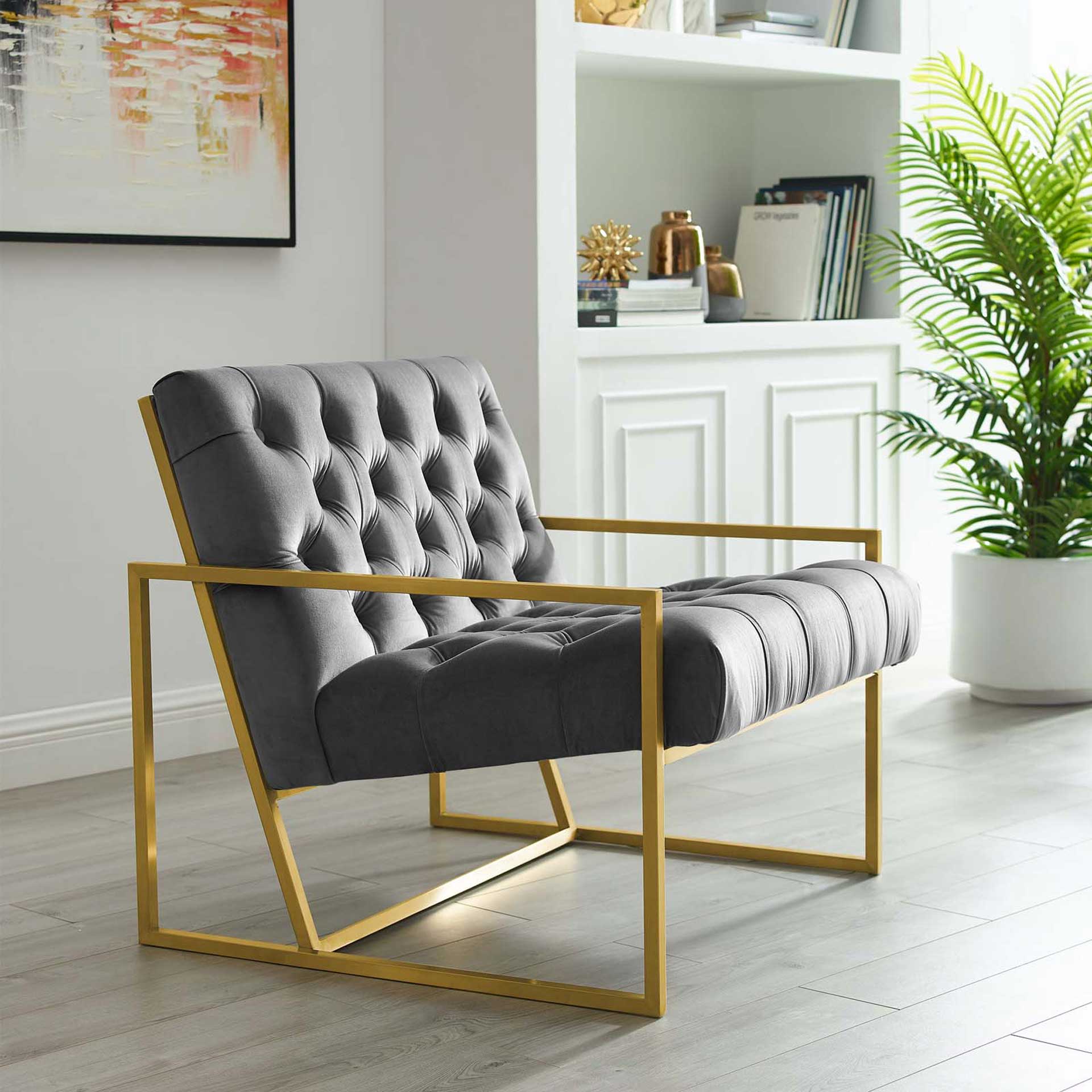 Ballston Velvet Accent Chair Gray - Image 5