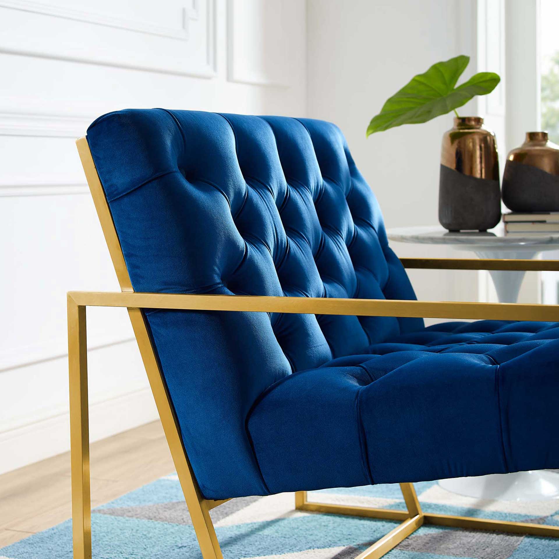 Ballston Velvet Accent Chair Navy - Image 4