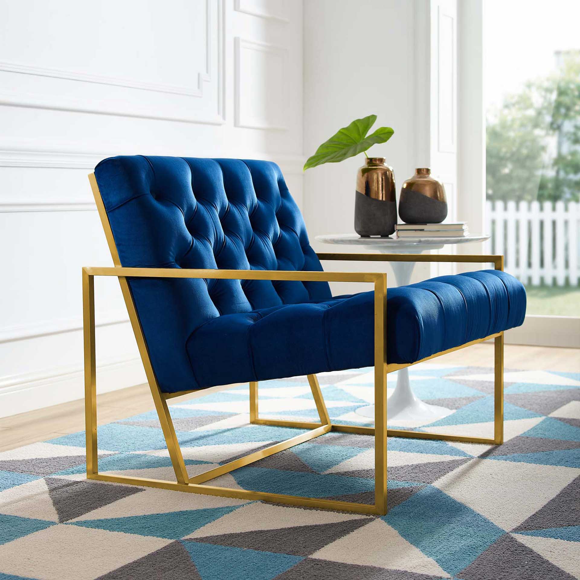 Ballston Velvet Accent Chair Navy - Image 5