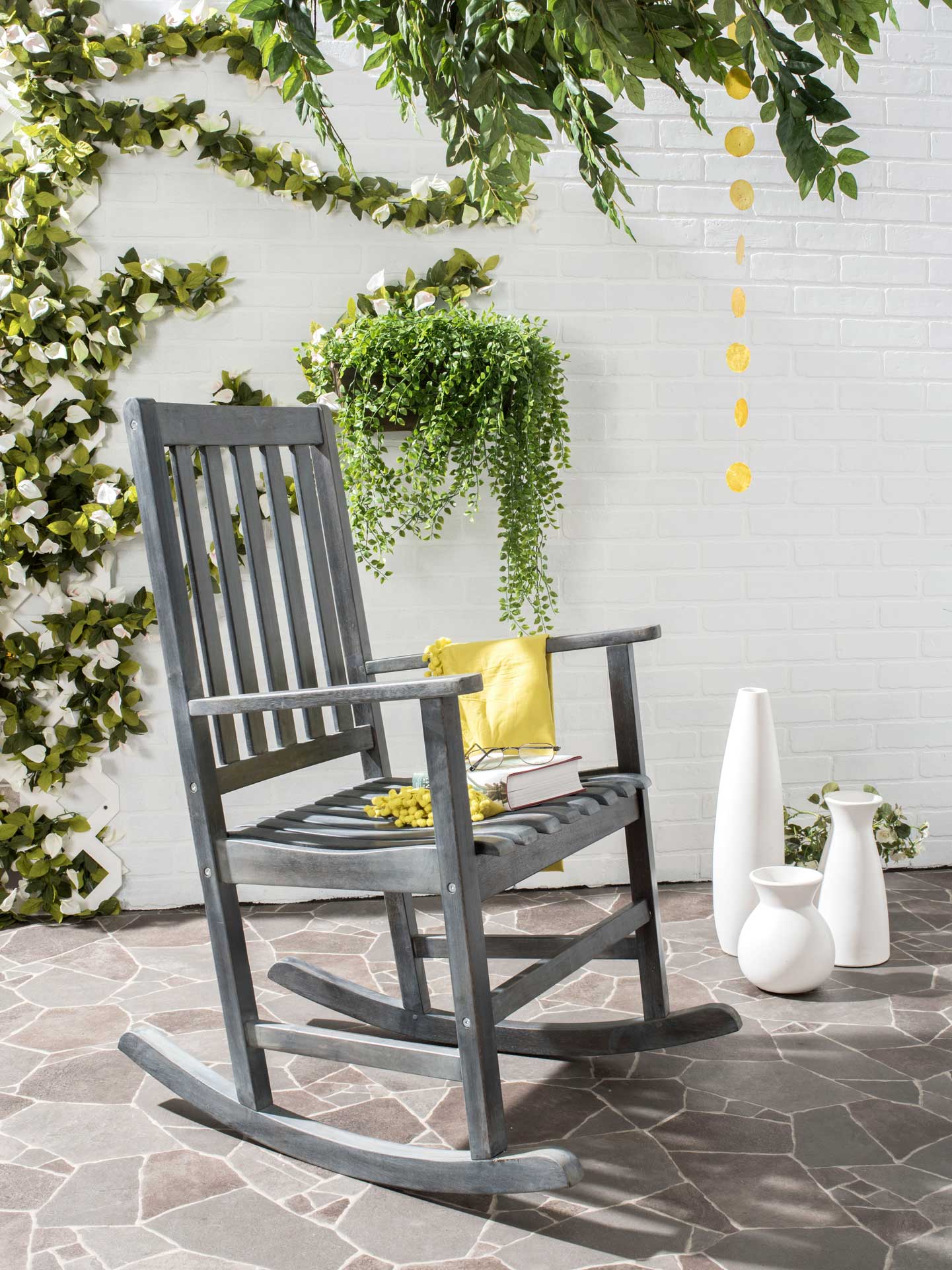 Bamboo Rocking Chair Ash Gray - Image 4