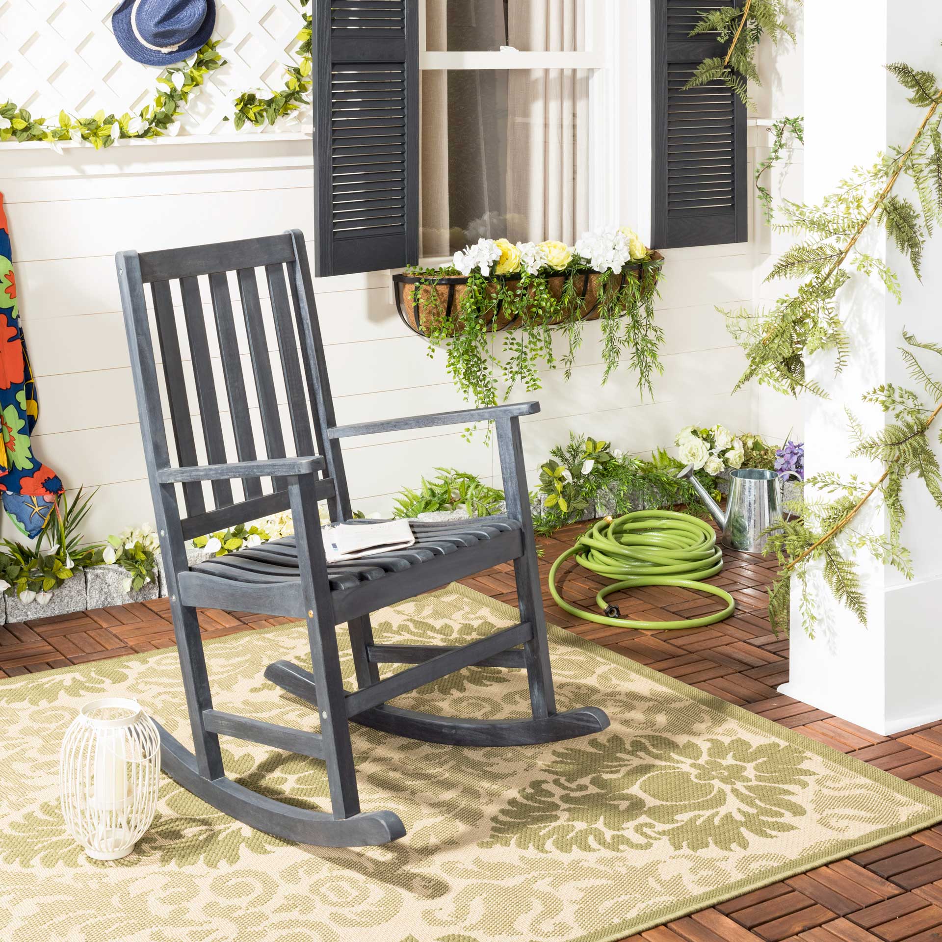 Bamboo Rocking Chair Dark Slate Gray - Image 6