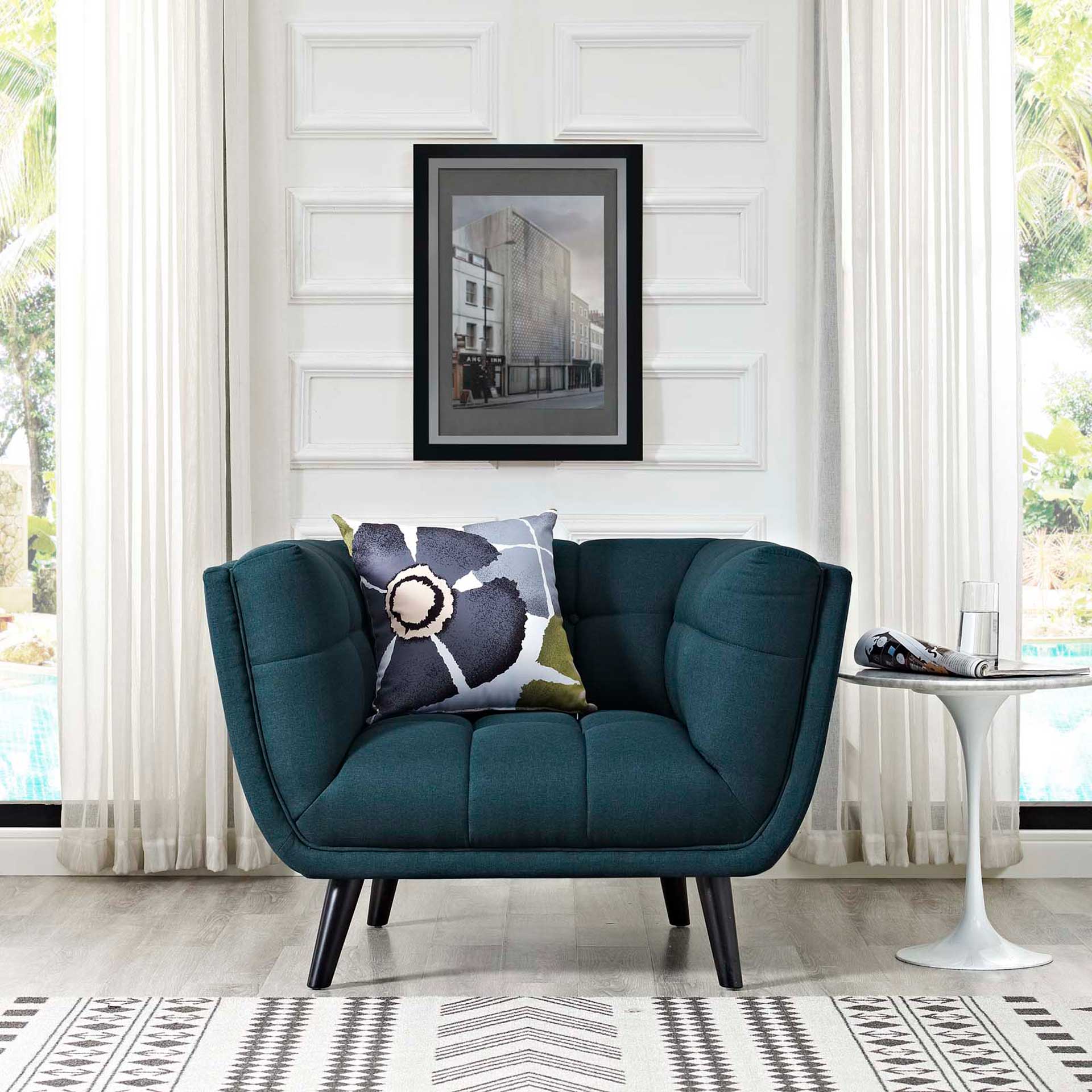 Banister Upholstered Fabric Armchair Blue - Image 4