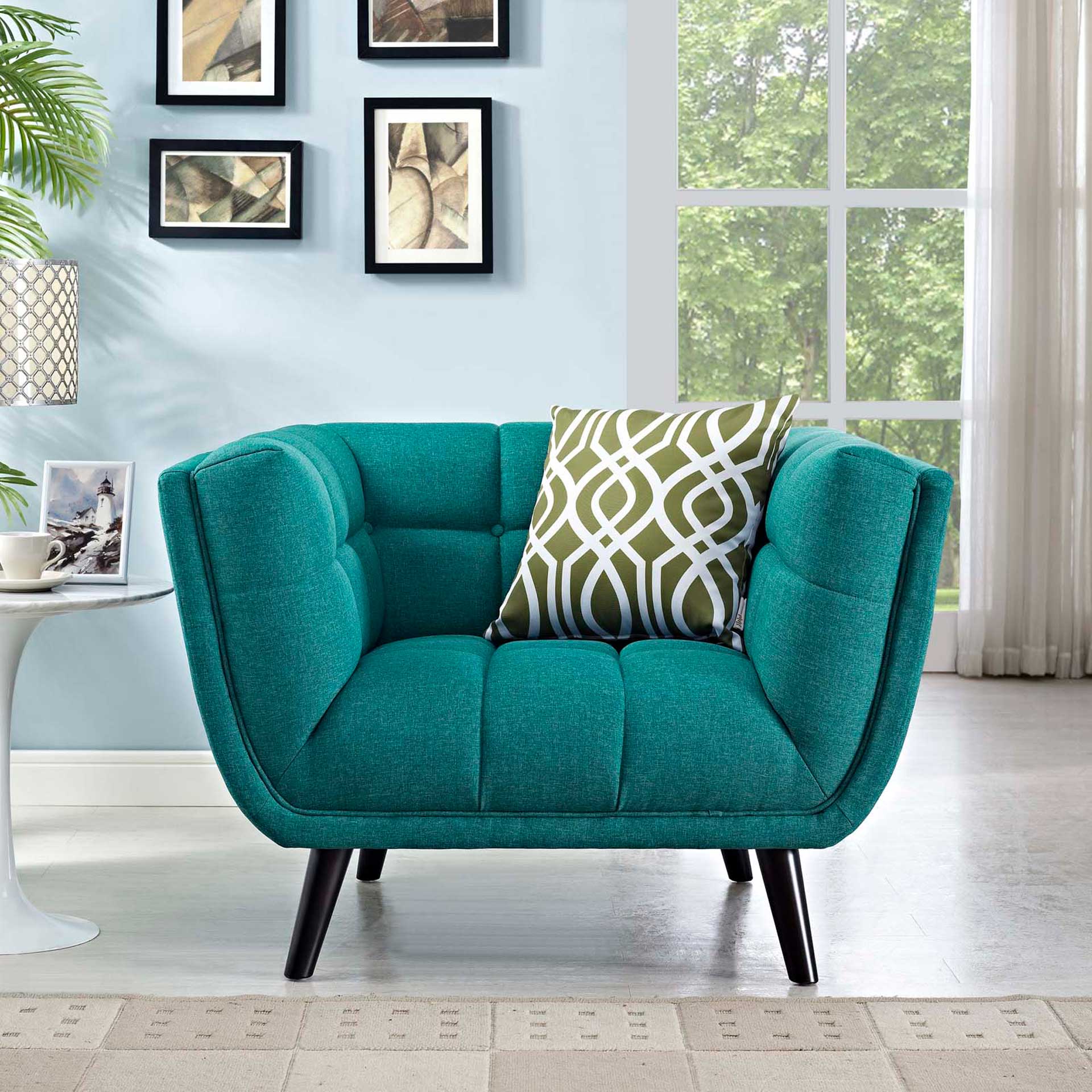 Banister Upholstered Fabric Armchair Teal - Image 4