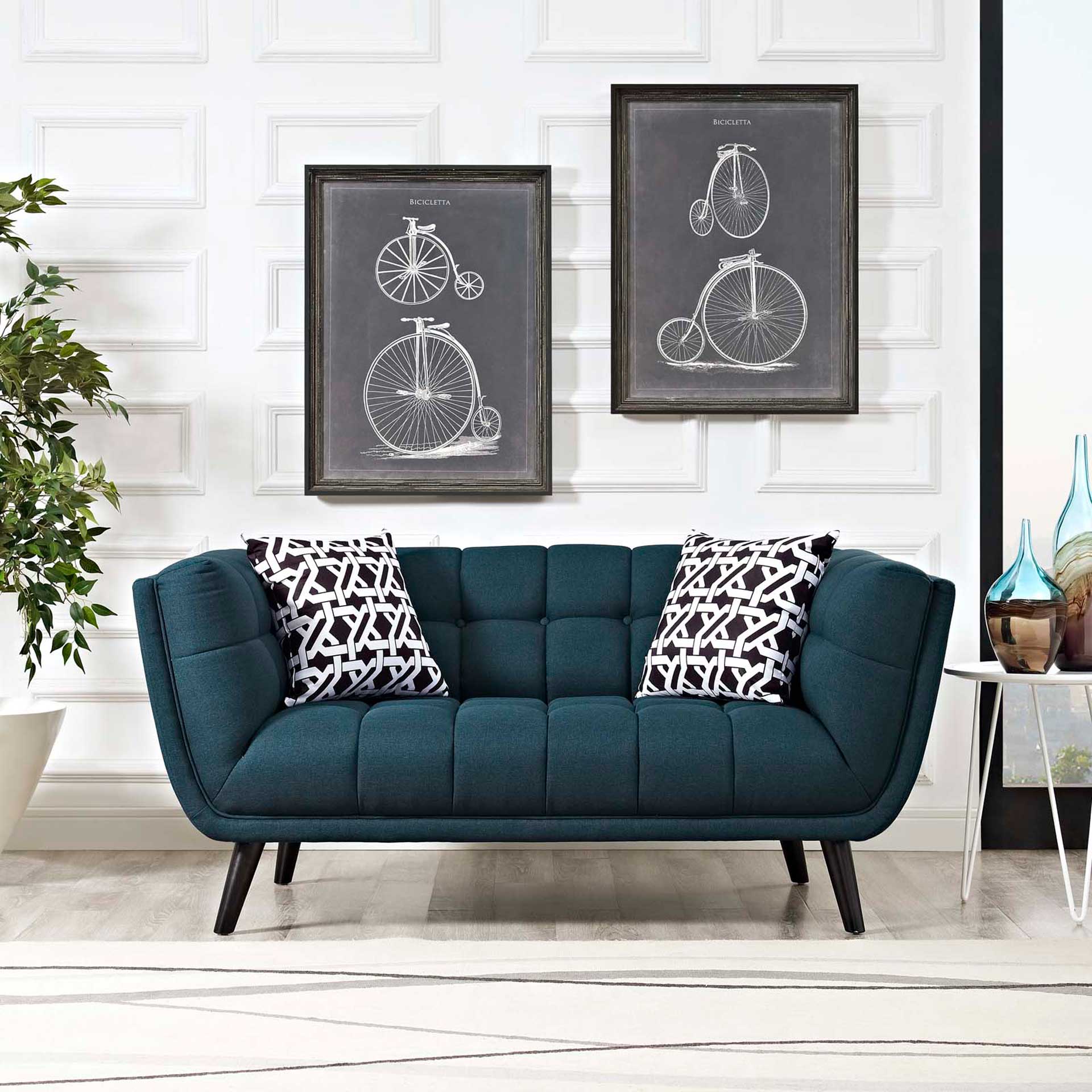Banister Upholstered Fabric Loveseat Blue - Image 4
