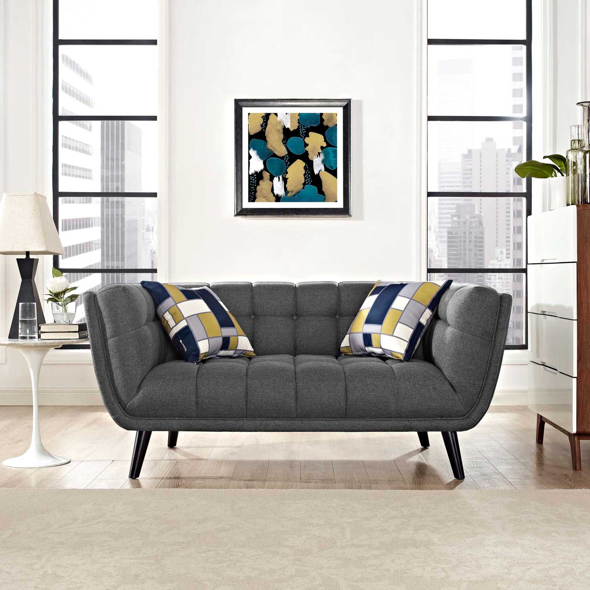 Banister Upholstered Fabric Loveseat Gray - Image 4