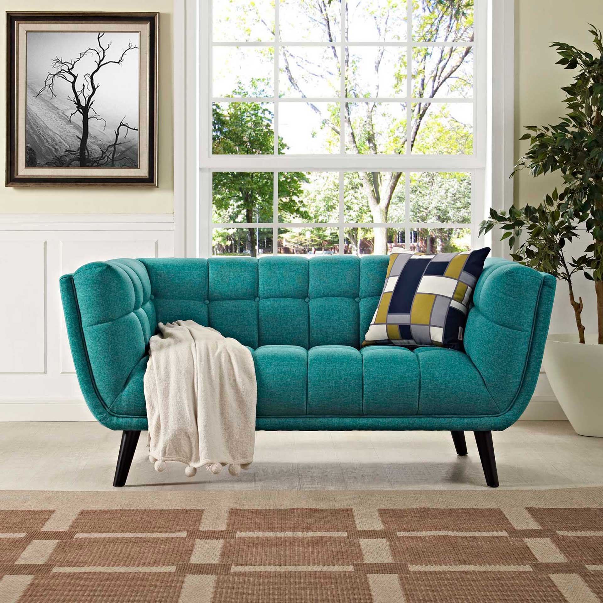Banister Upholstered Fabric Loveseat Teal - Image 4