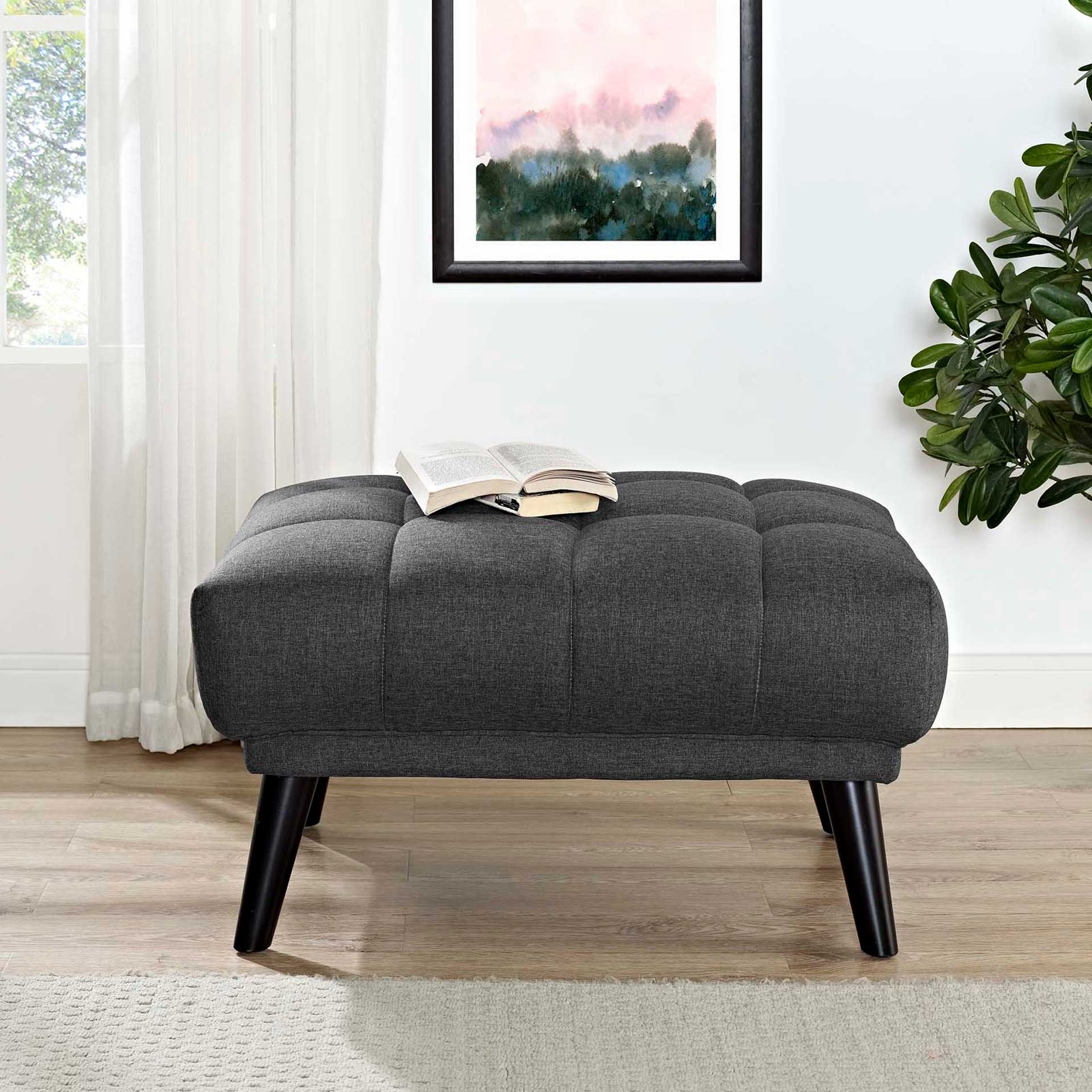 Banister Upholstered Fabric Ottoman Gray - Image 4