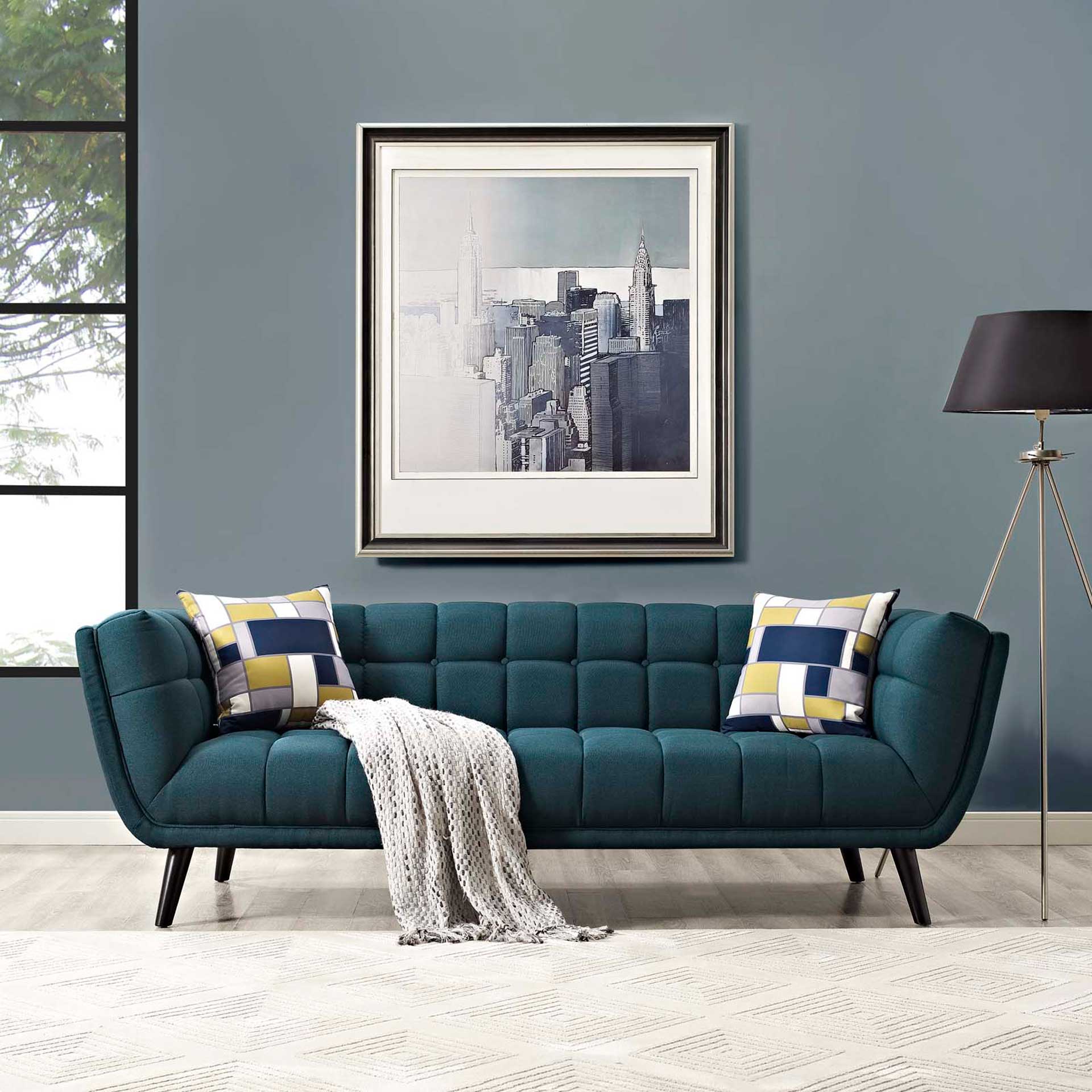 Banister Upholstered Fabric Sofa Blue - Image 4