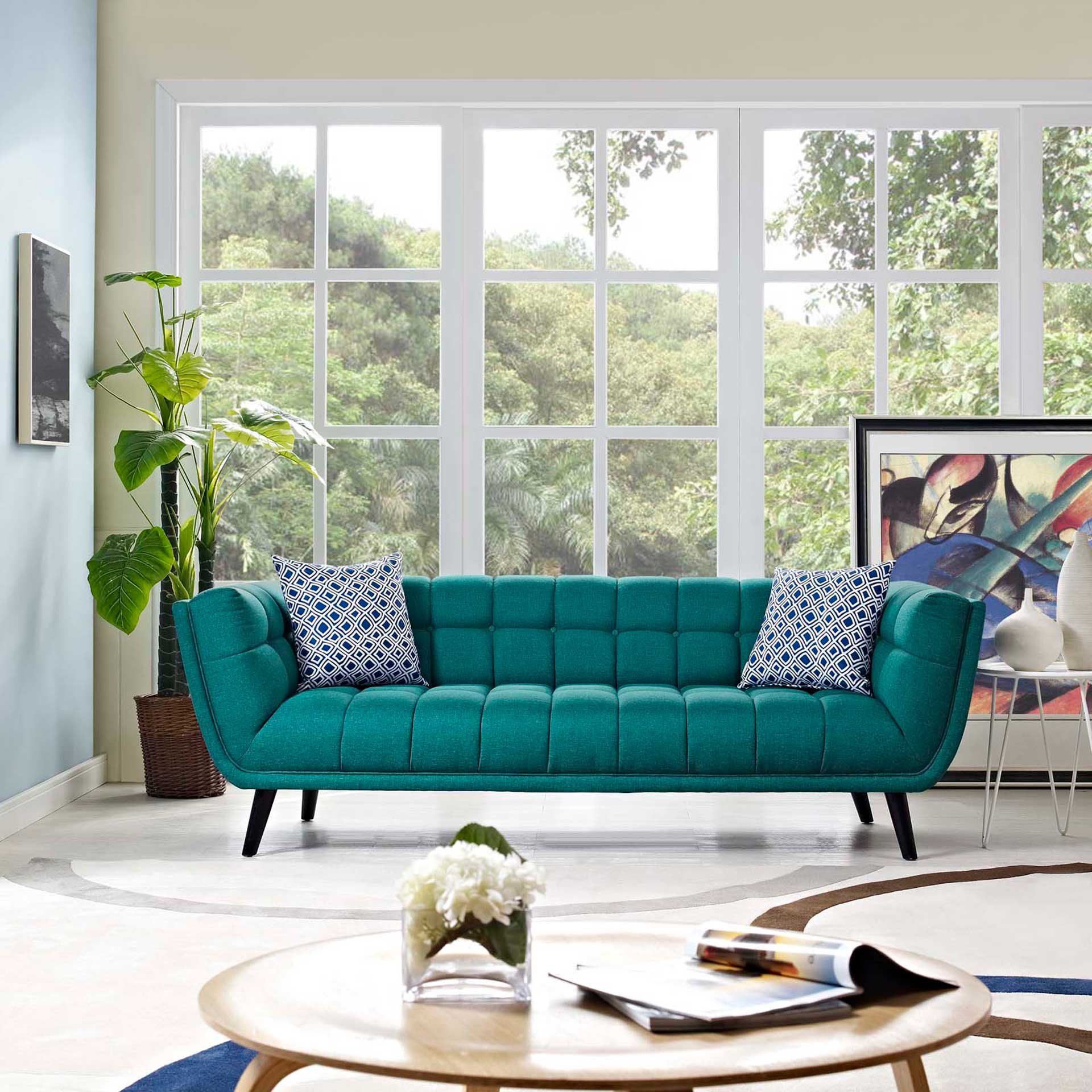 Banister Upholstered Fabric Sofa Teal - Image 4