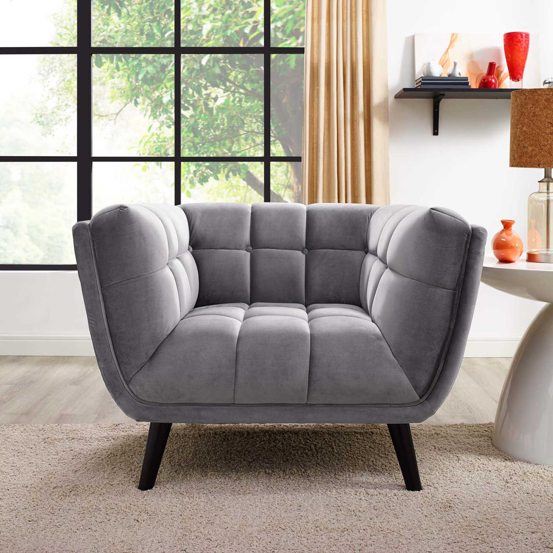 Banister Velvet Armchair Gray - Image 4