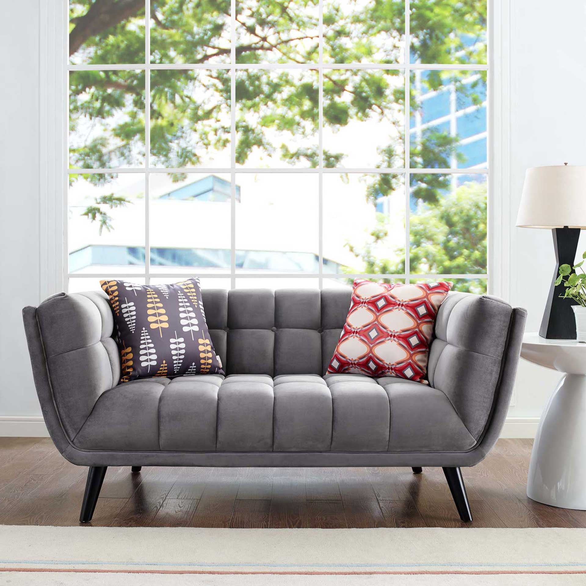 Banister Velvet Loveseat Gray - Image 4
