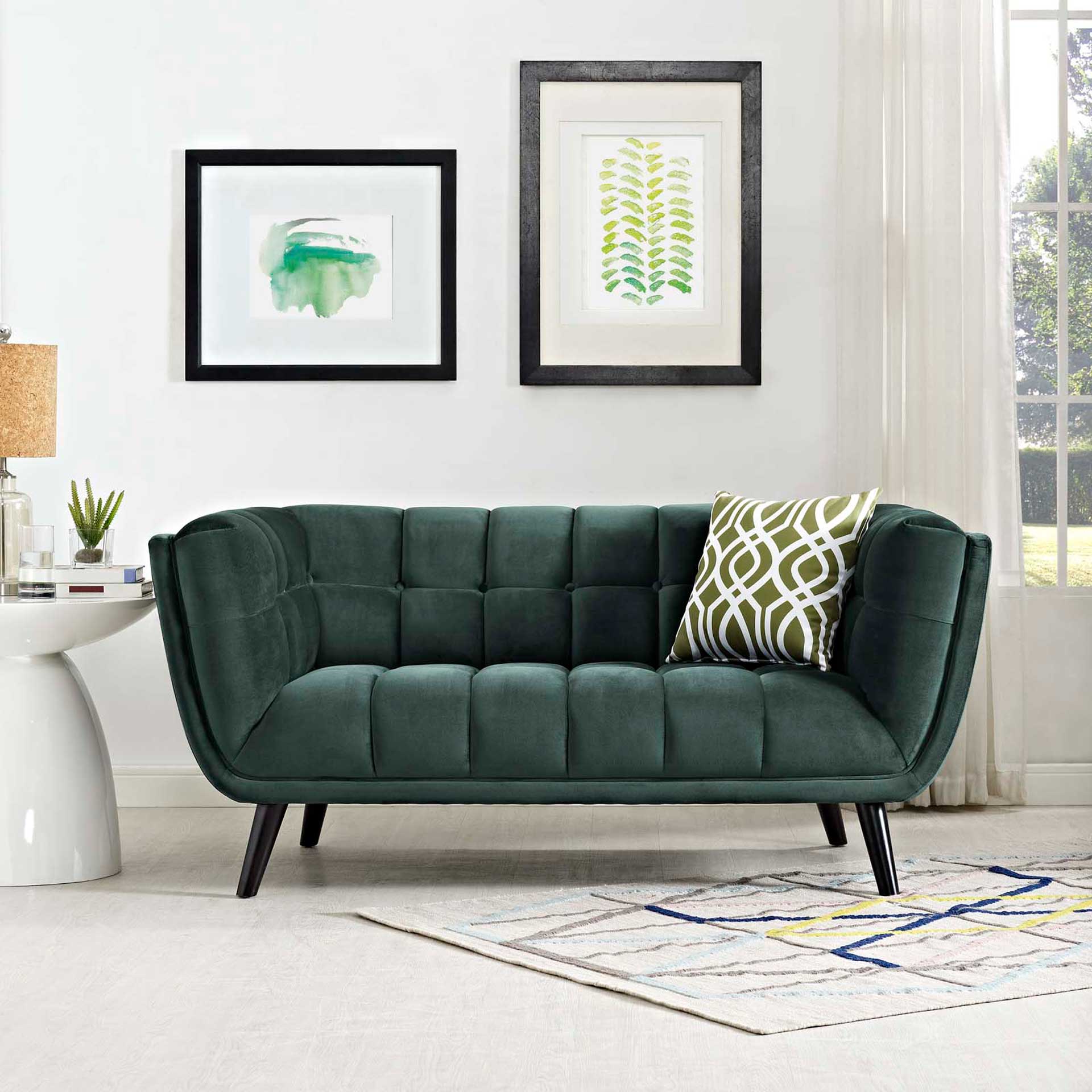 Banister Velvet Loveseat Green - Image 4