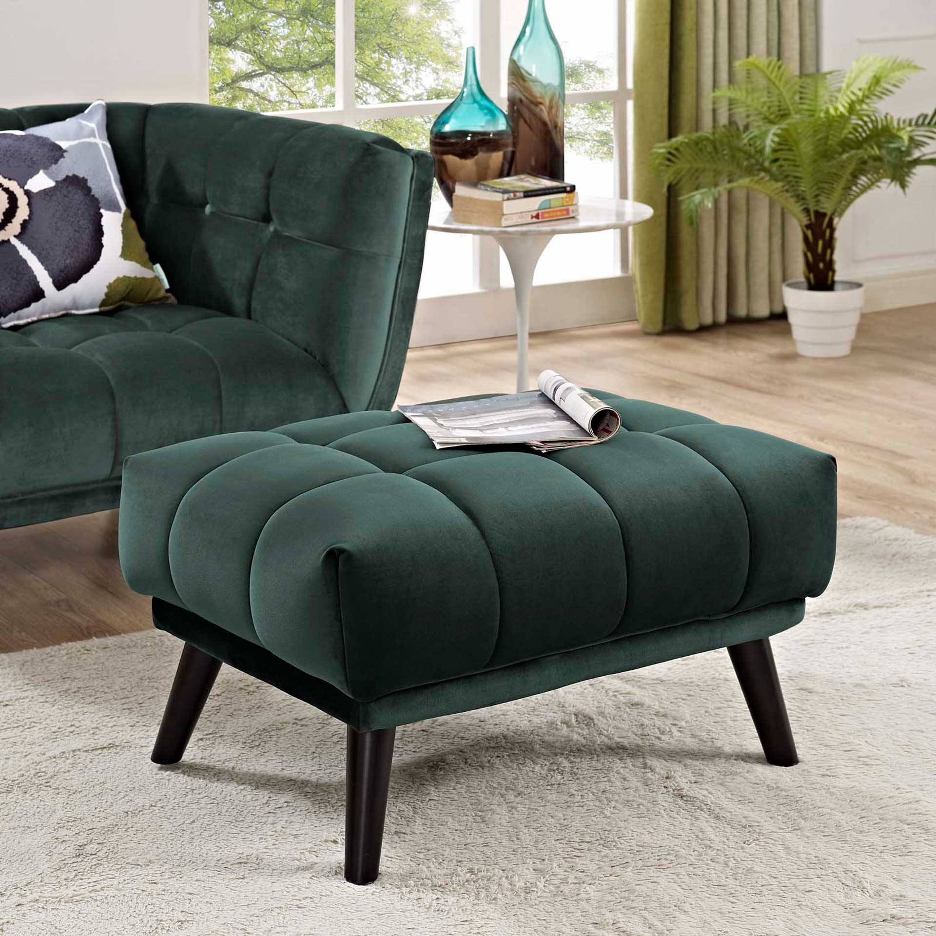 Banister Velvet Ottoman Green - Image 4