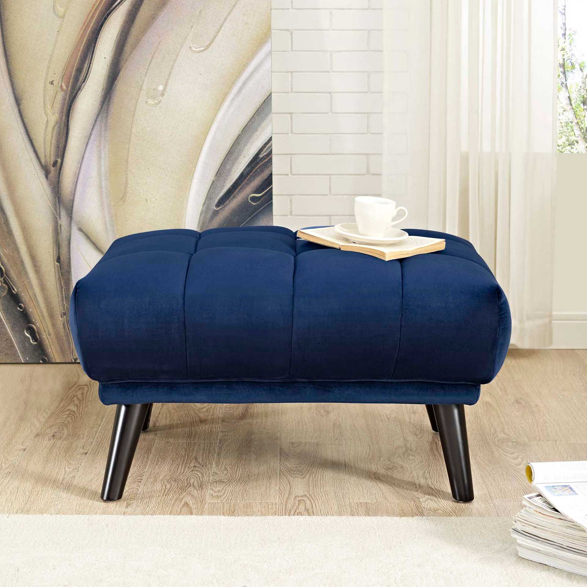 Banister Velvet Ottoman Navy - Image 4