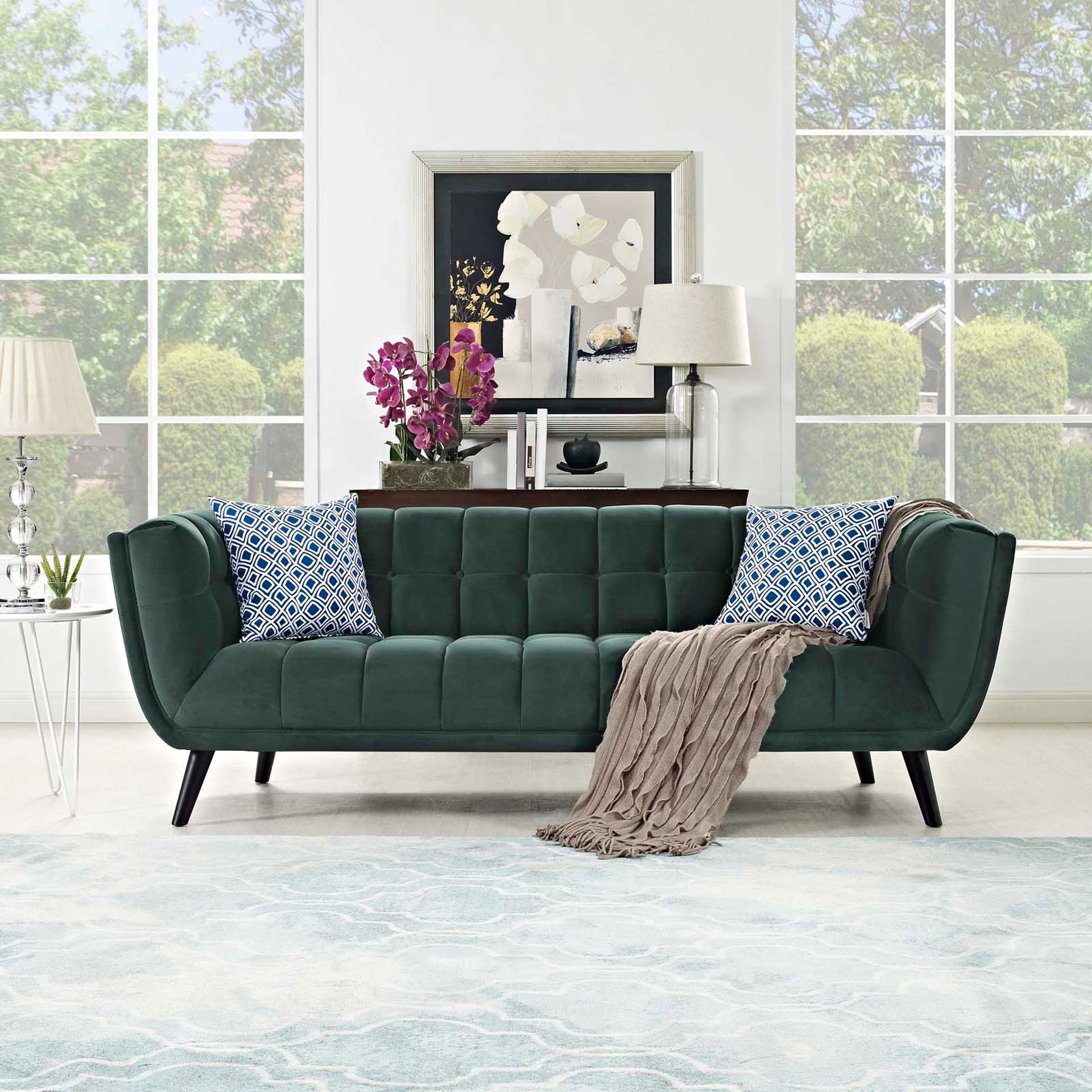 Banister Velvet Sofa Green - Image 4