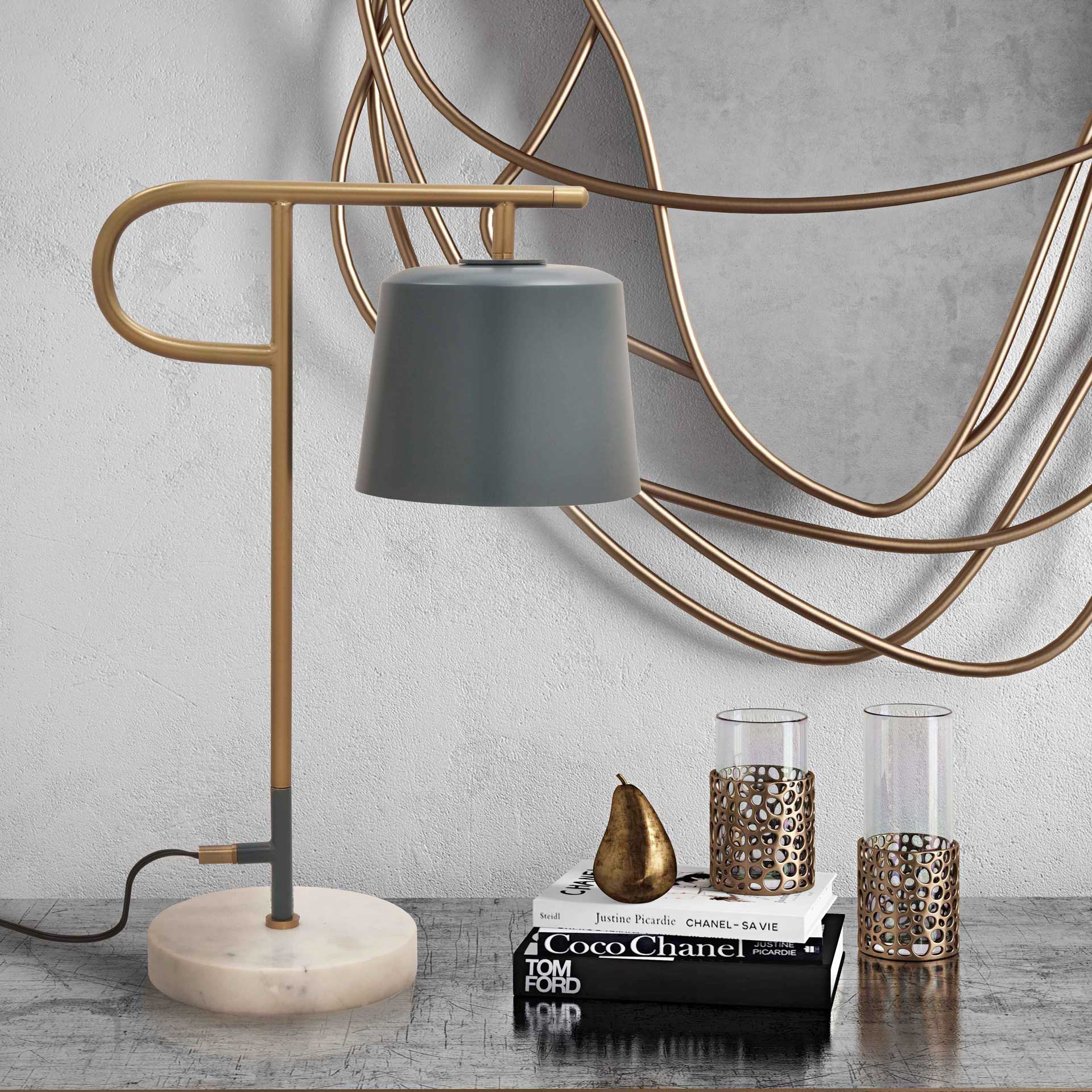 Barlett Marble Base Table Lamp Antique Brass/Ocean Gray - Image 7