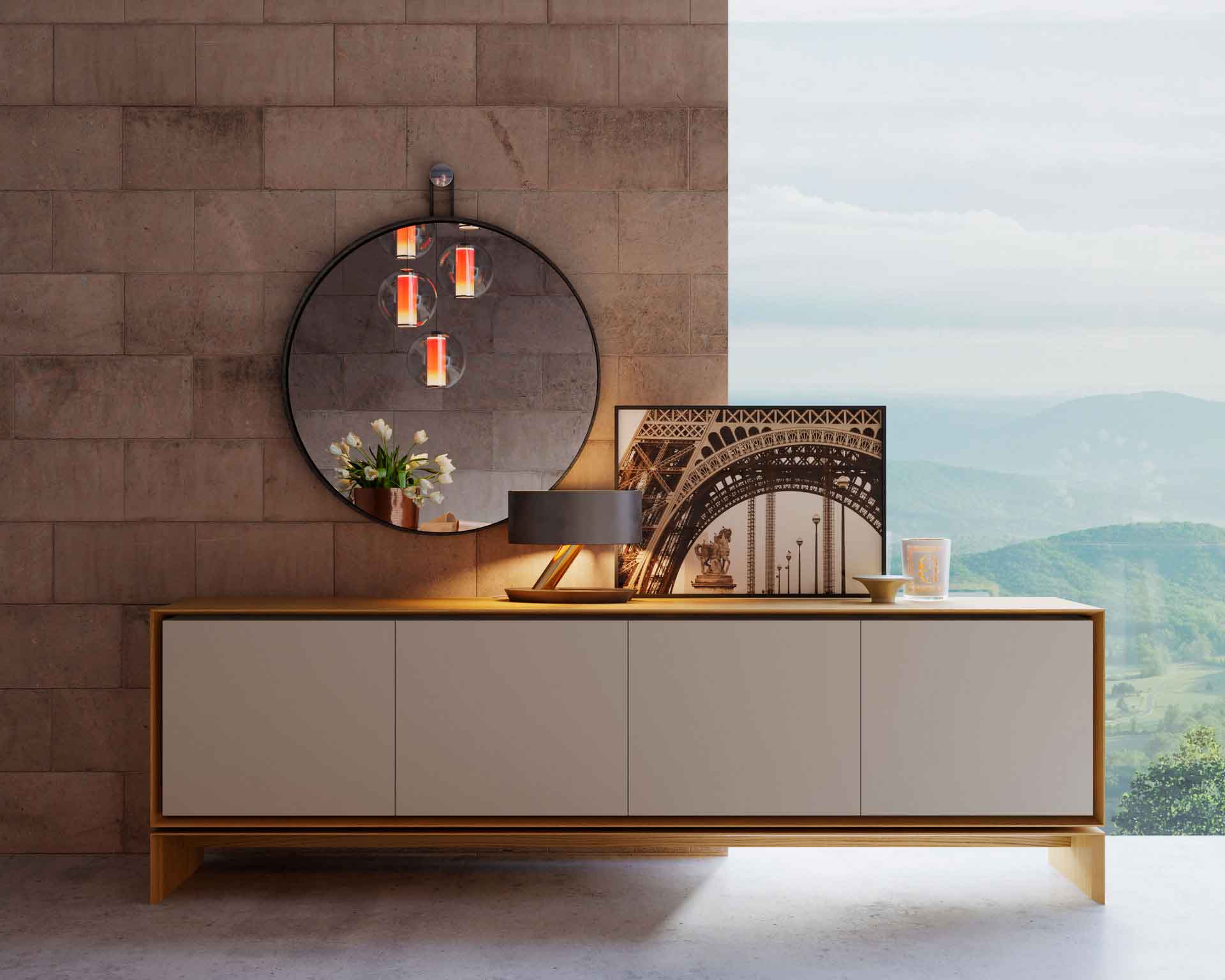Barnes Sideboard Natural Oak/Frosted Almond - Image 6
