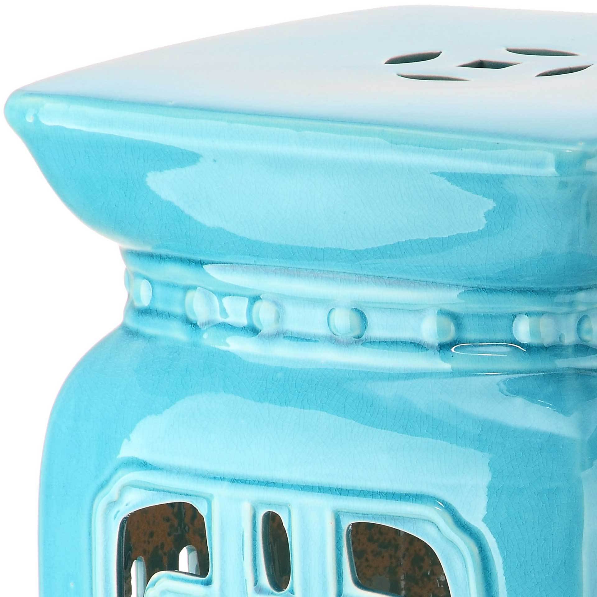 Beatrice Filigree Garden Stool Light Blue - Image 2