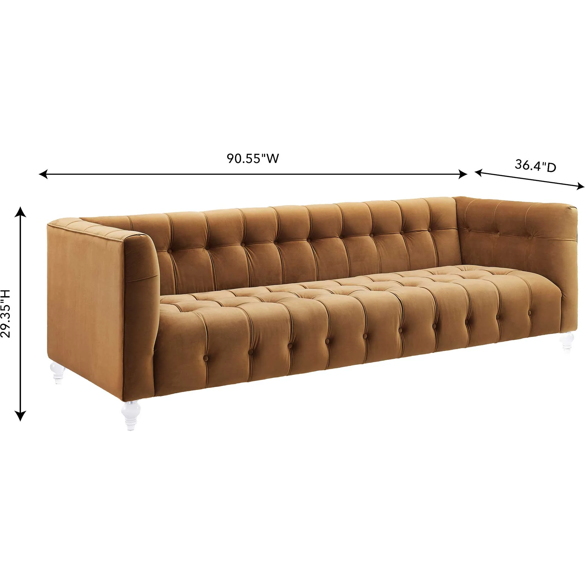 Beatrice Velvet Sofa Cognac - Image 5
