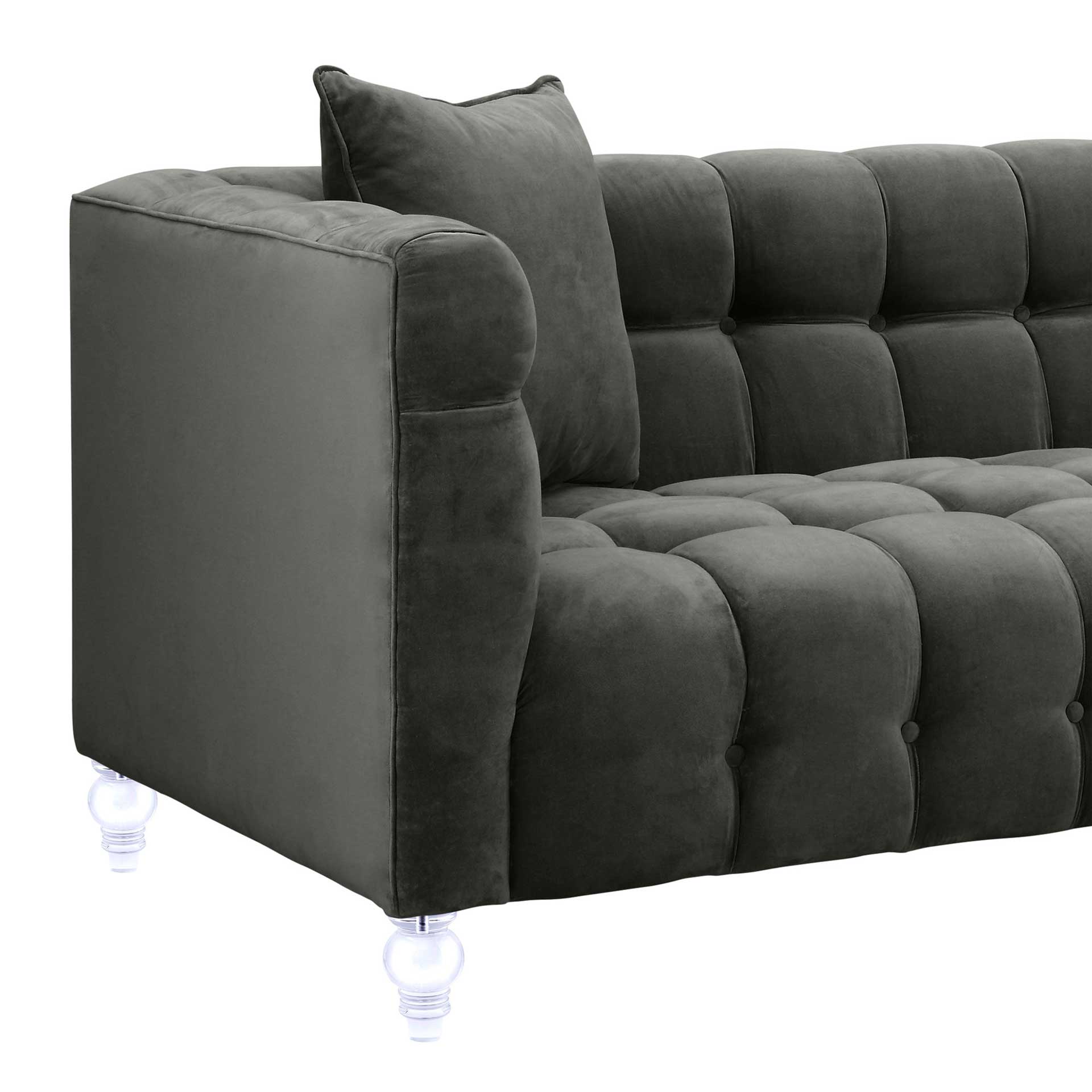 Beatrice Velvet Sofa Gray - Image 4