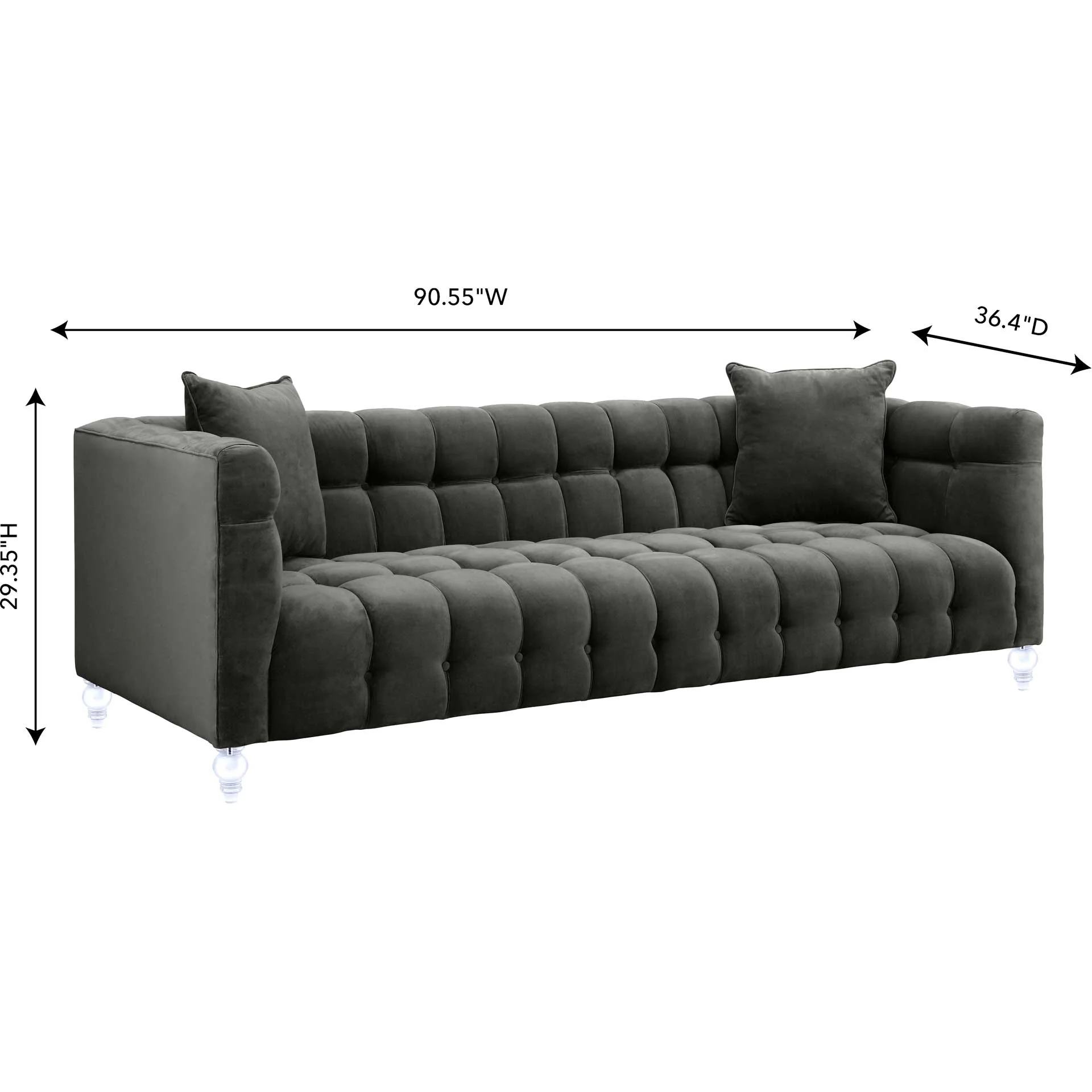 Beatrice Velvet Sofa Gray - Image 5