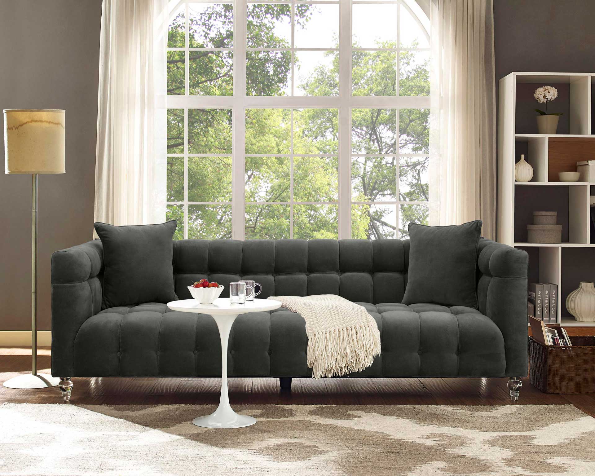 Beatrice Velvet Sofa Gray - Image 6