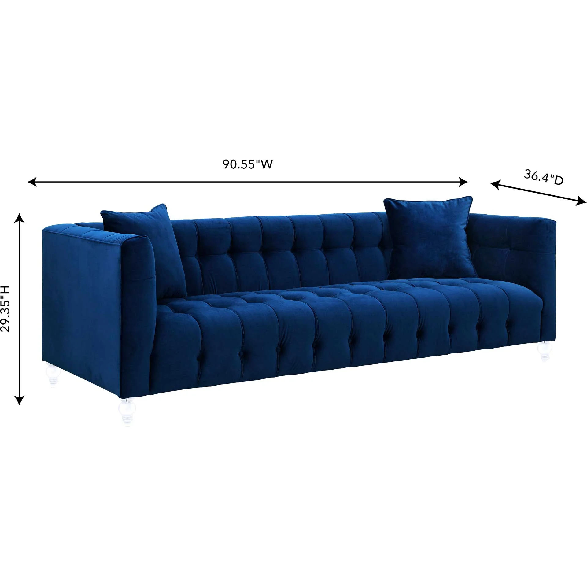 Beatrice Velvet Sofa Navy - Image 5