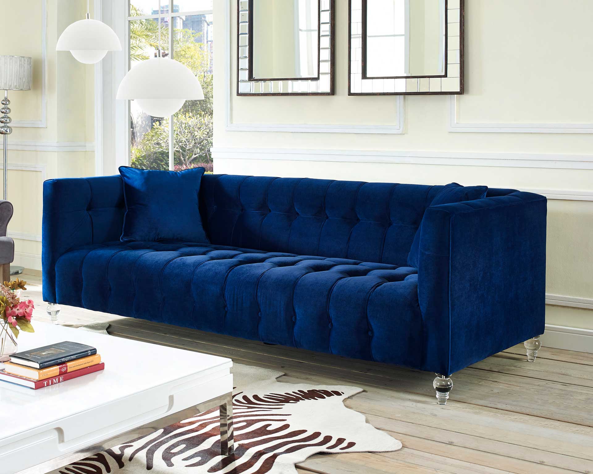 Beatrice Velvet Sofa Navy - Image 6