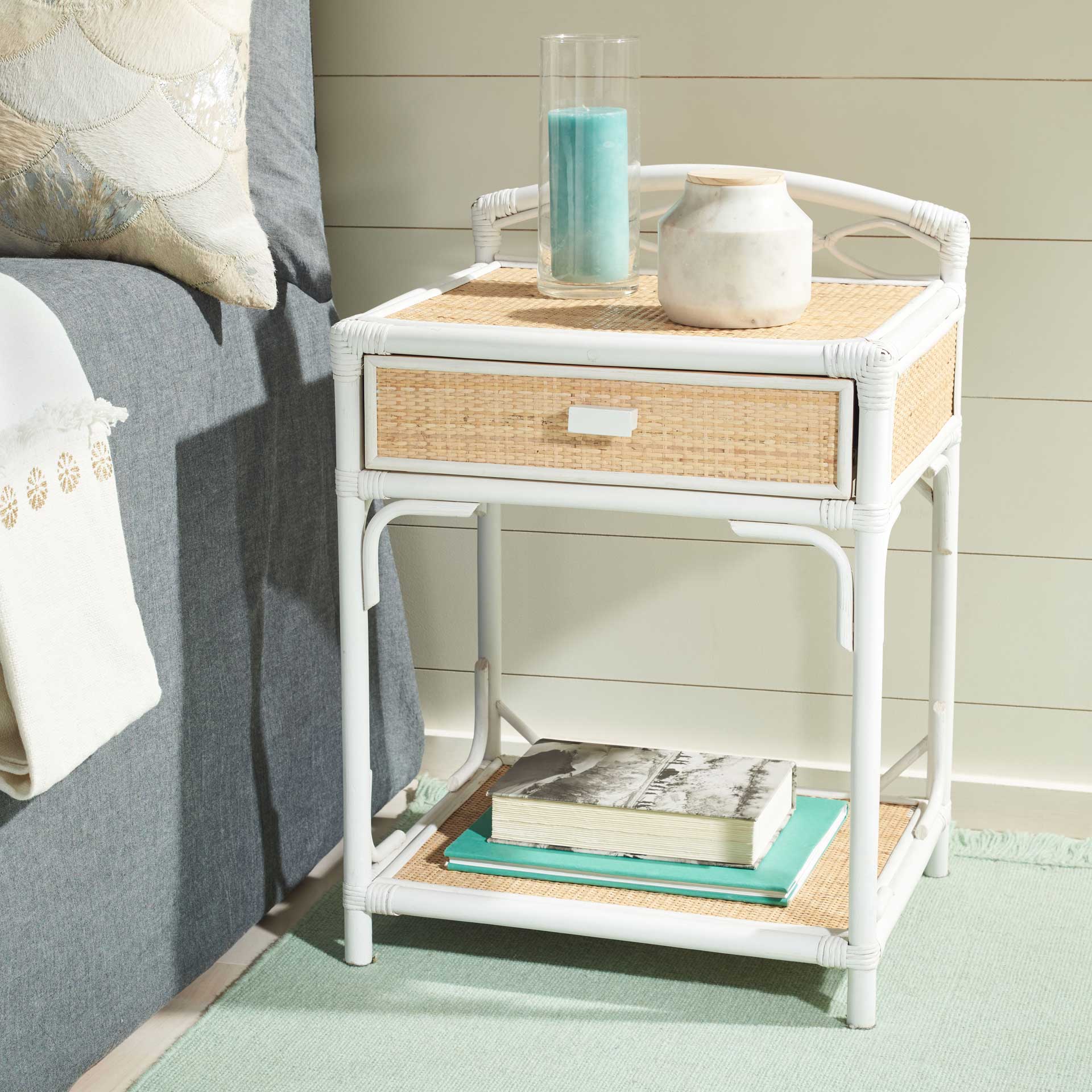Beaufort 1 Drawer 1 Shelf Nightstand White/Natural - Image 8