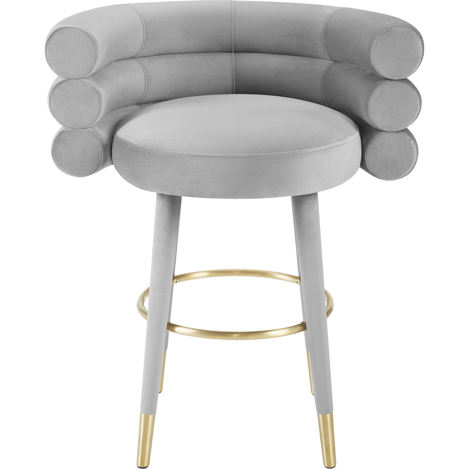 Beaumont Velvet Bar Stool Gray - Image 2