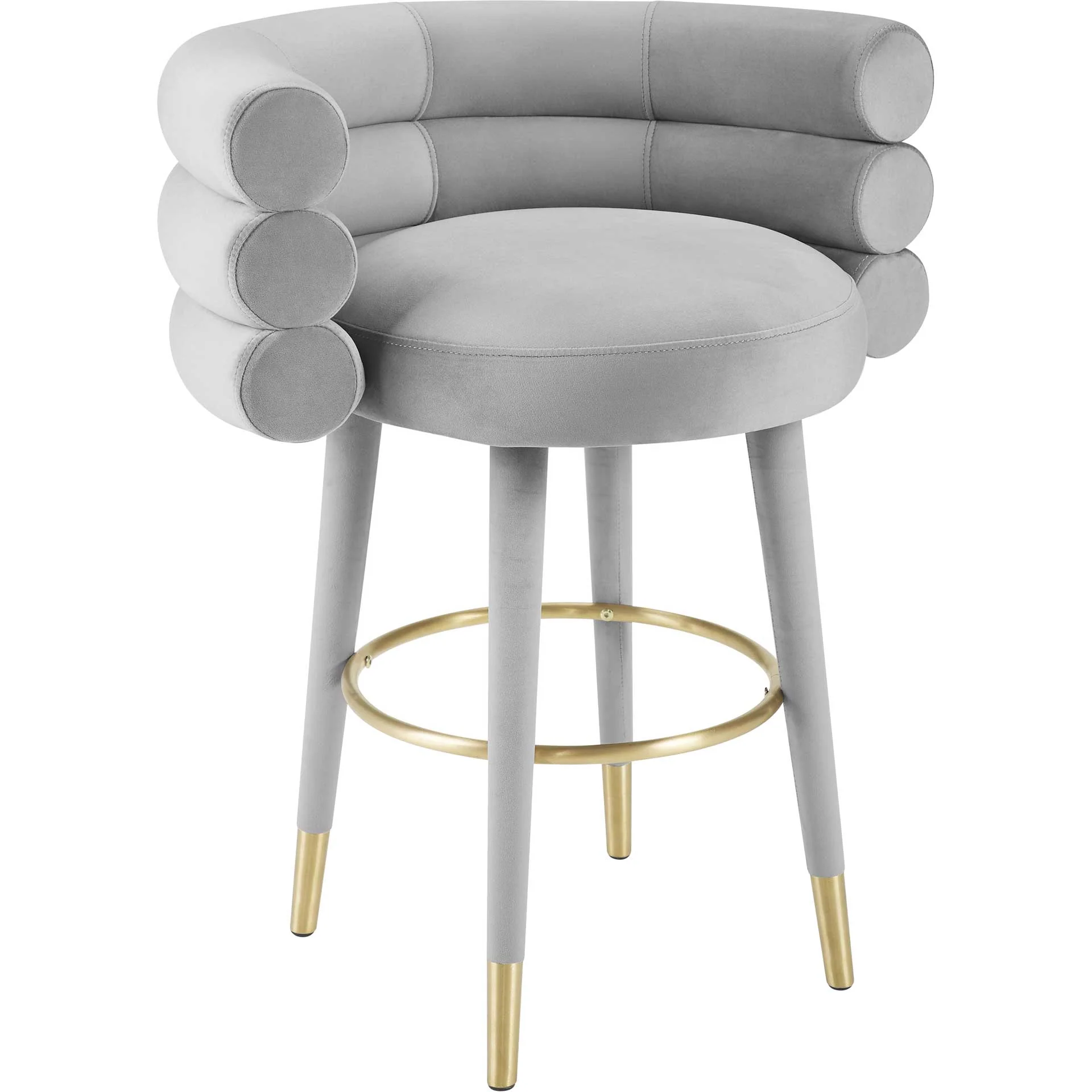 Beaumont Velvet Bar Stool Gray - Image 3