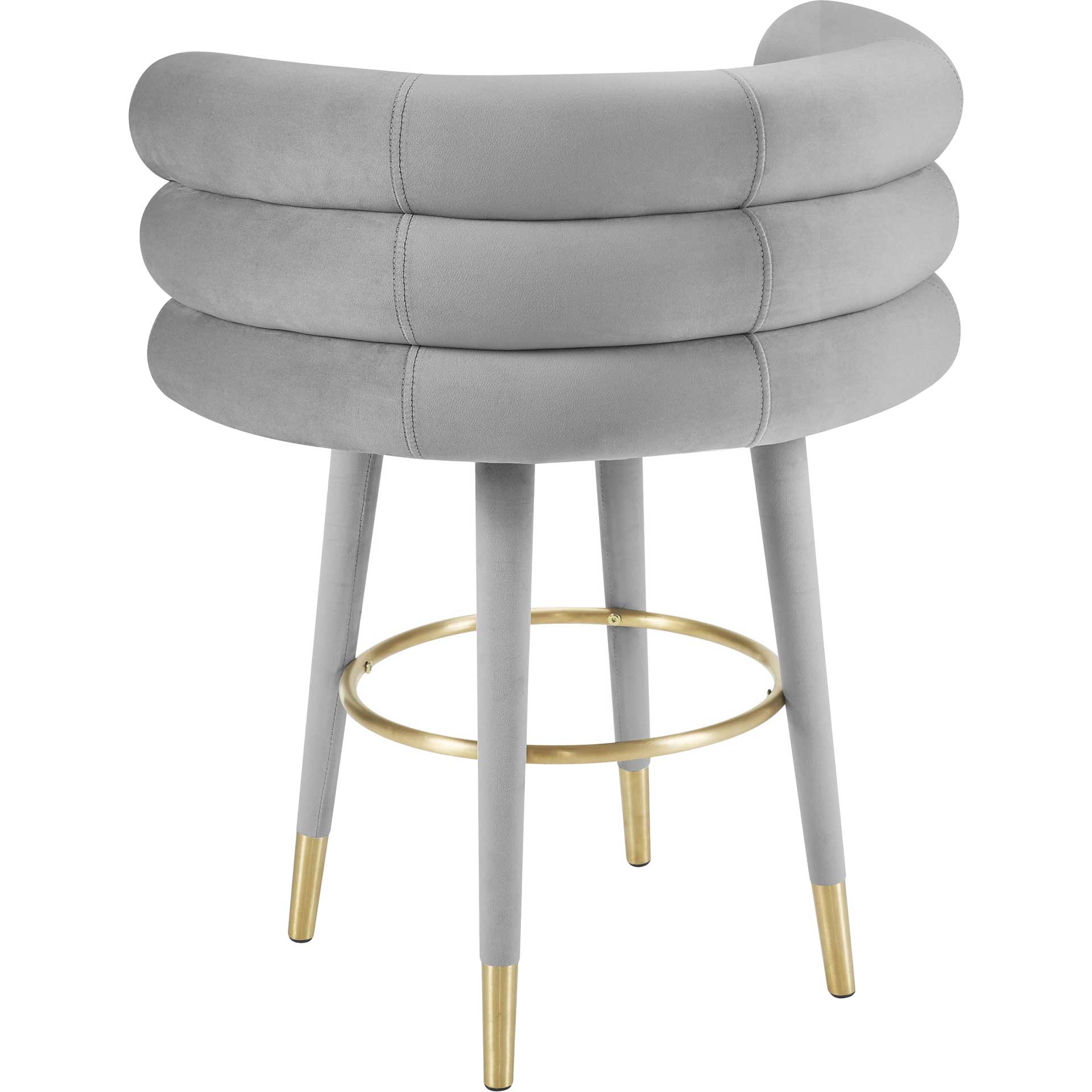 Beaumont Velvet Bar Stool Gray - Image 4
