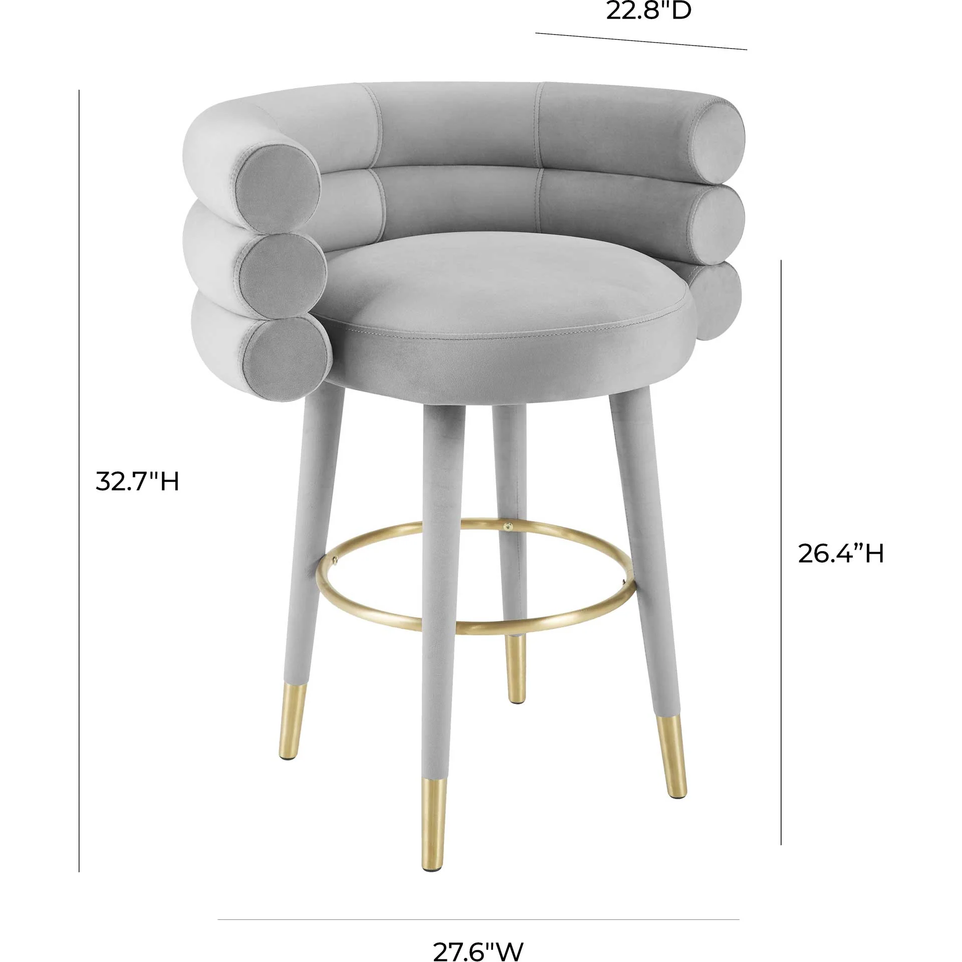 Beaumont Velvet Bar Stool Gray - Image 6