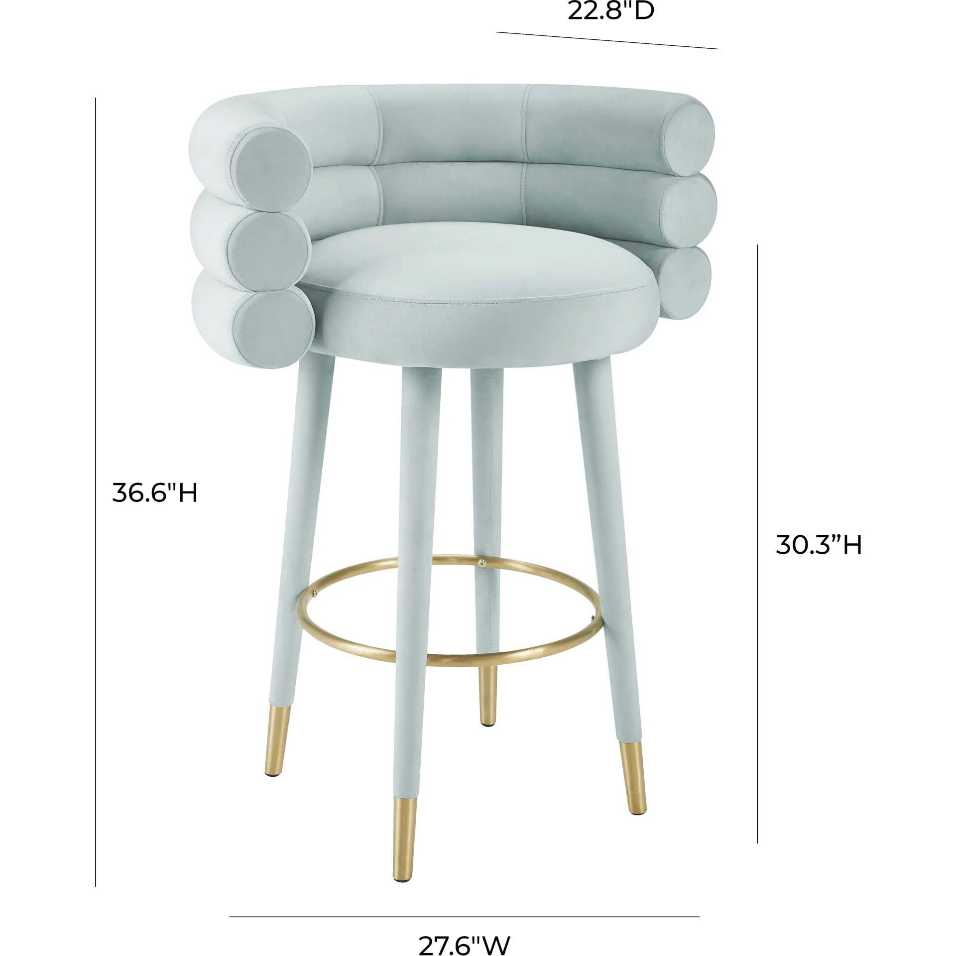 Beaumont Velvet Bar Stool Sea Foam Green - Image 4