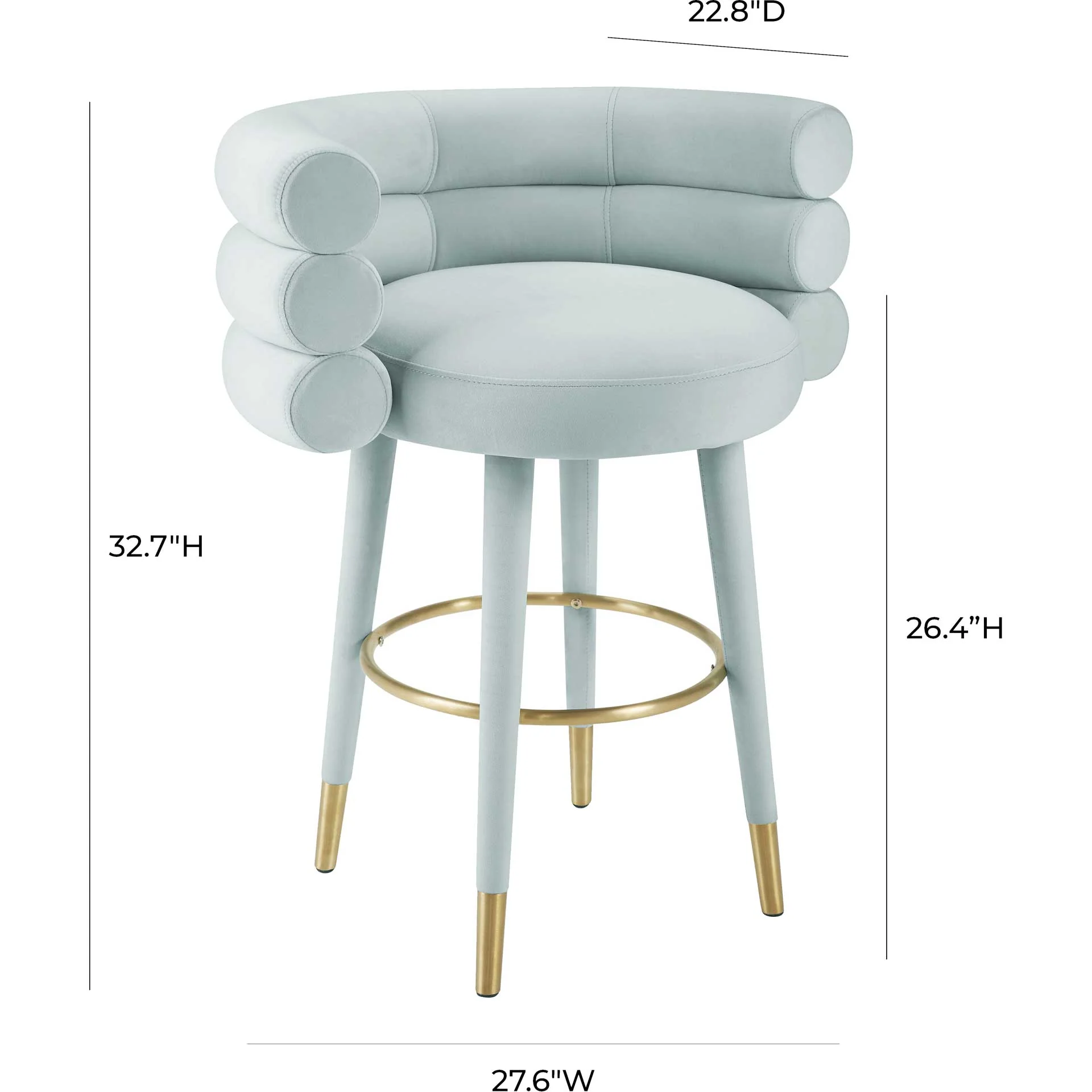 Beaumont Velvet Bar Stool Sea Foam Green - Image 9