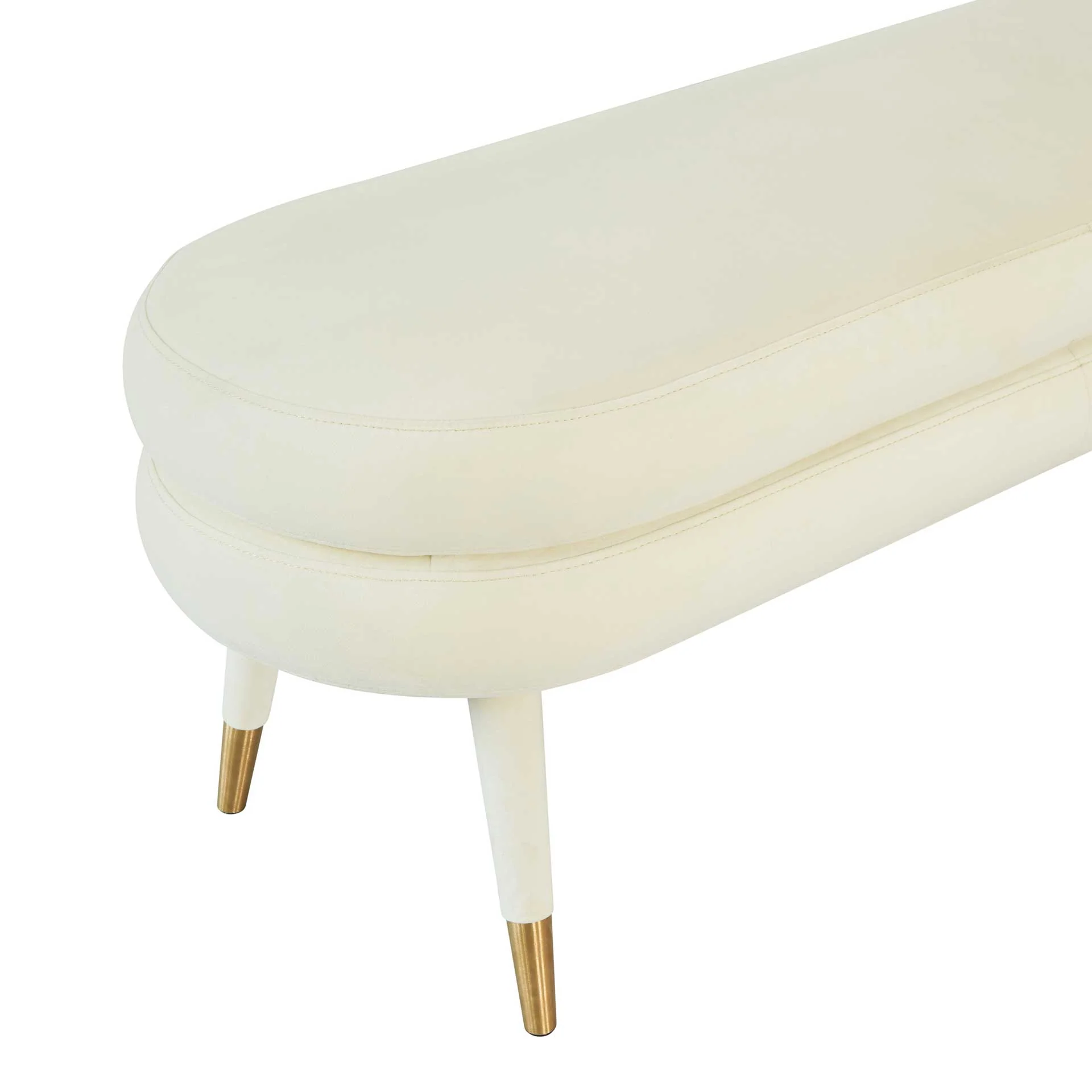 Beaumont Velvet Bench Cream - Image 3