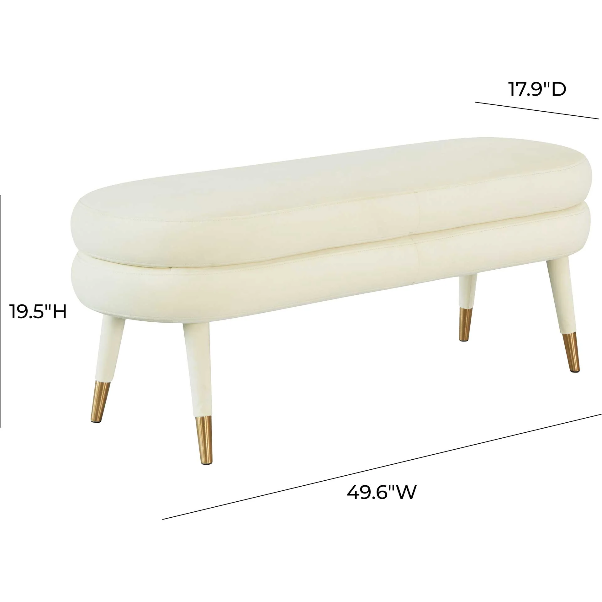 Beaumont Velvet Bench Cream - Image 4