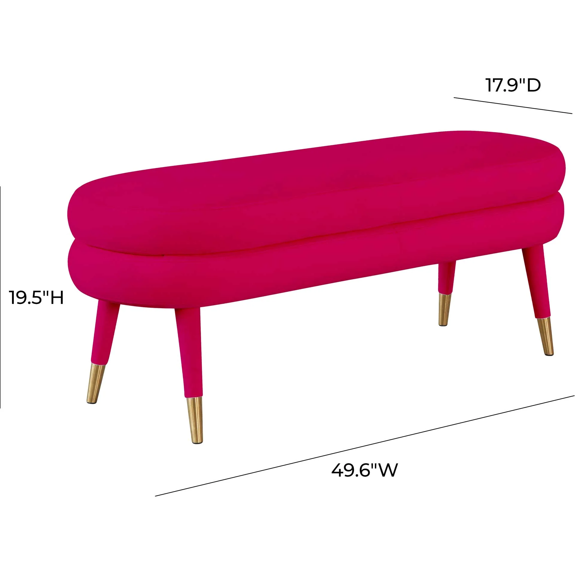Beaumont Velvet Bench Pink - Image 4