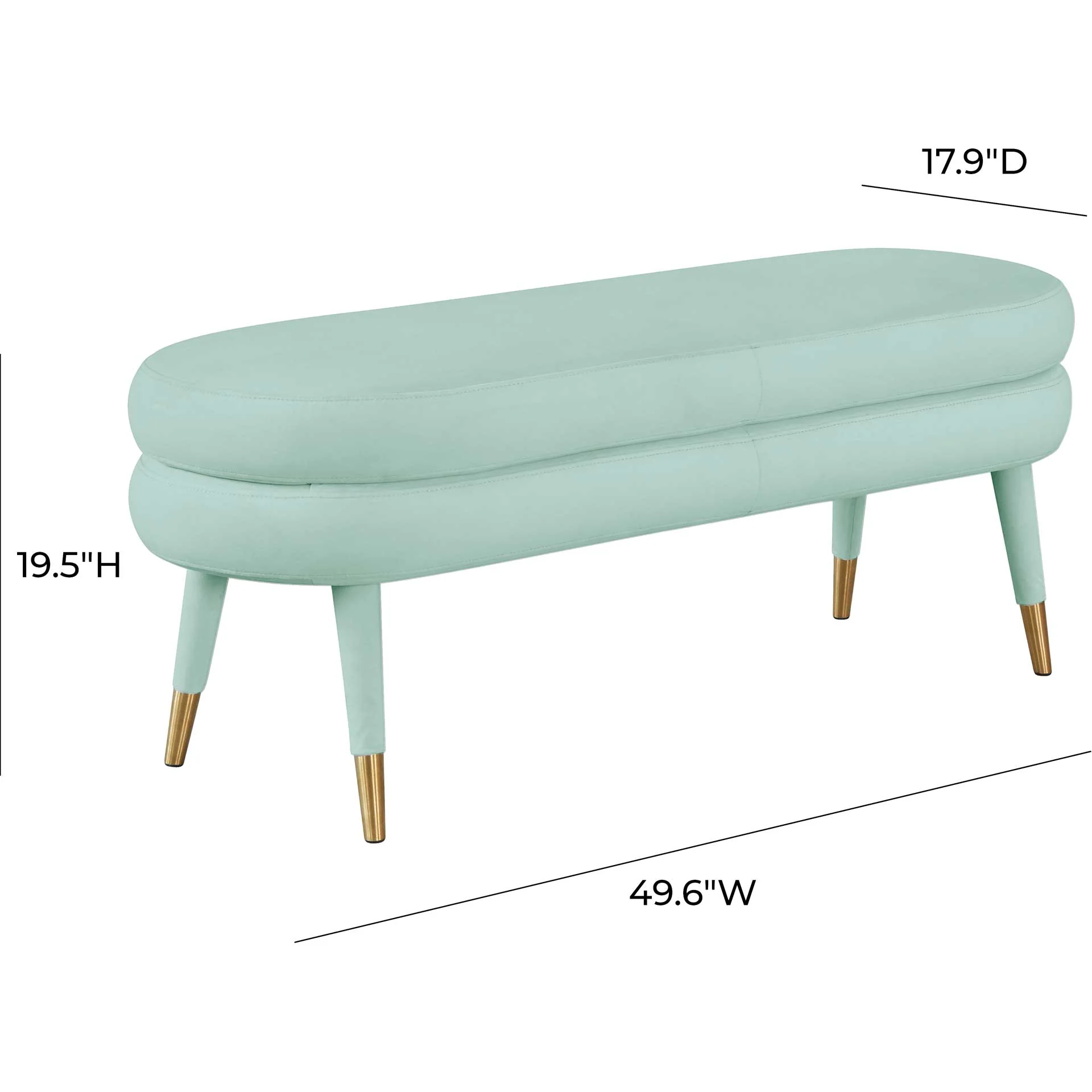 Beaumont Velvet Bench Sea Foam Green - Image 4