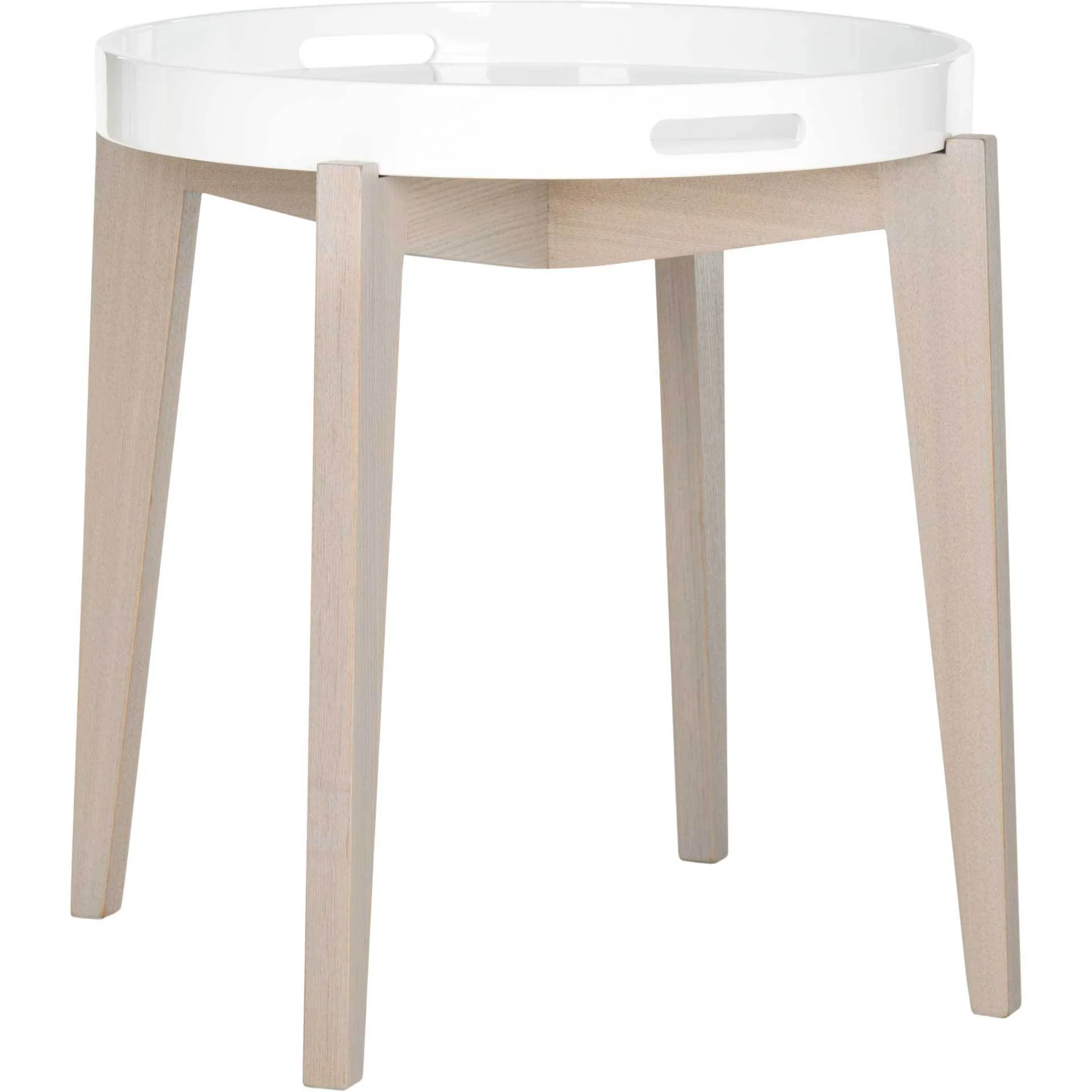 Beckett Lacquer Tray Top Side Table White/Beige - Image 2