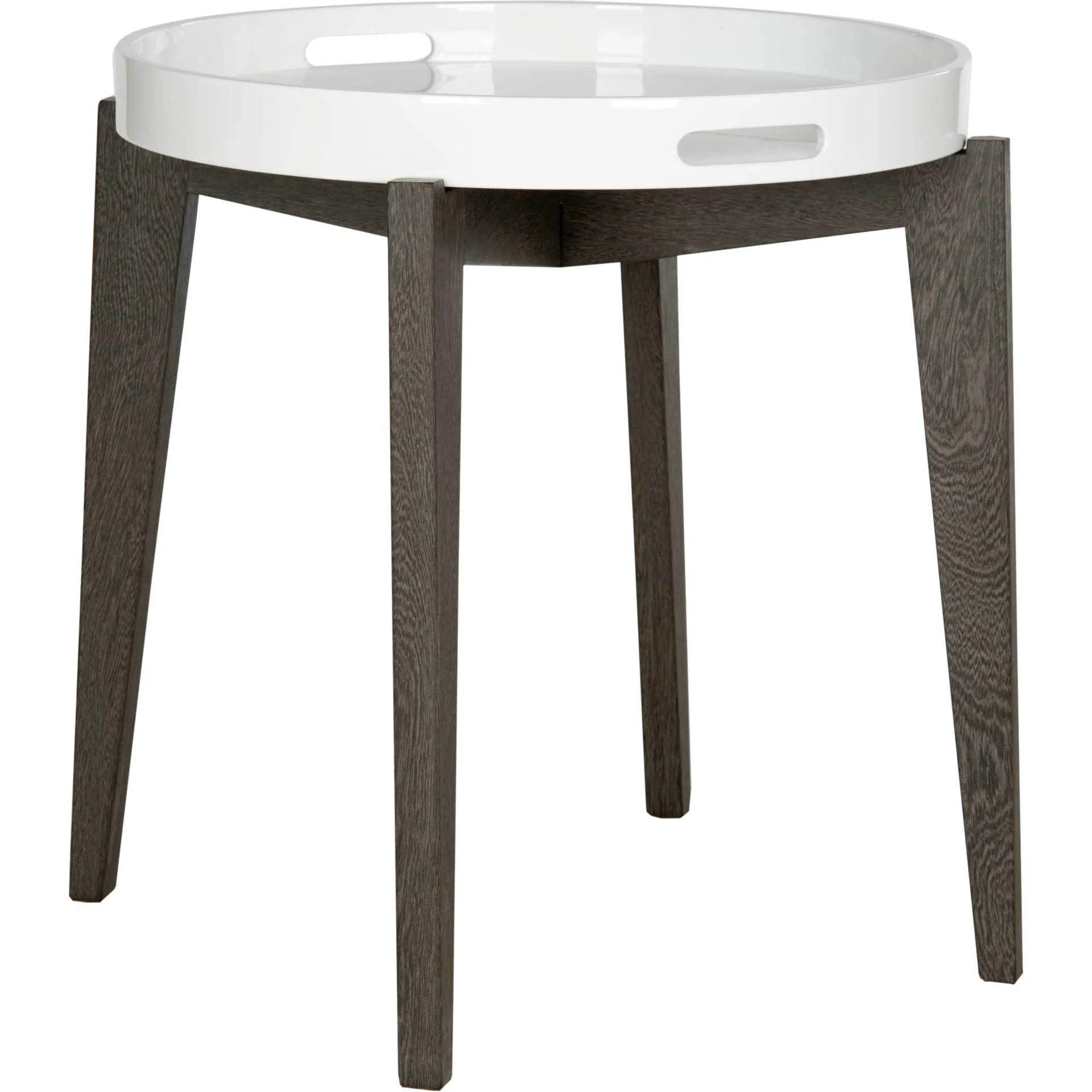 Beckett Lacquer Tray Top Side Table White/Brown - Image 2