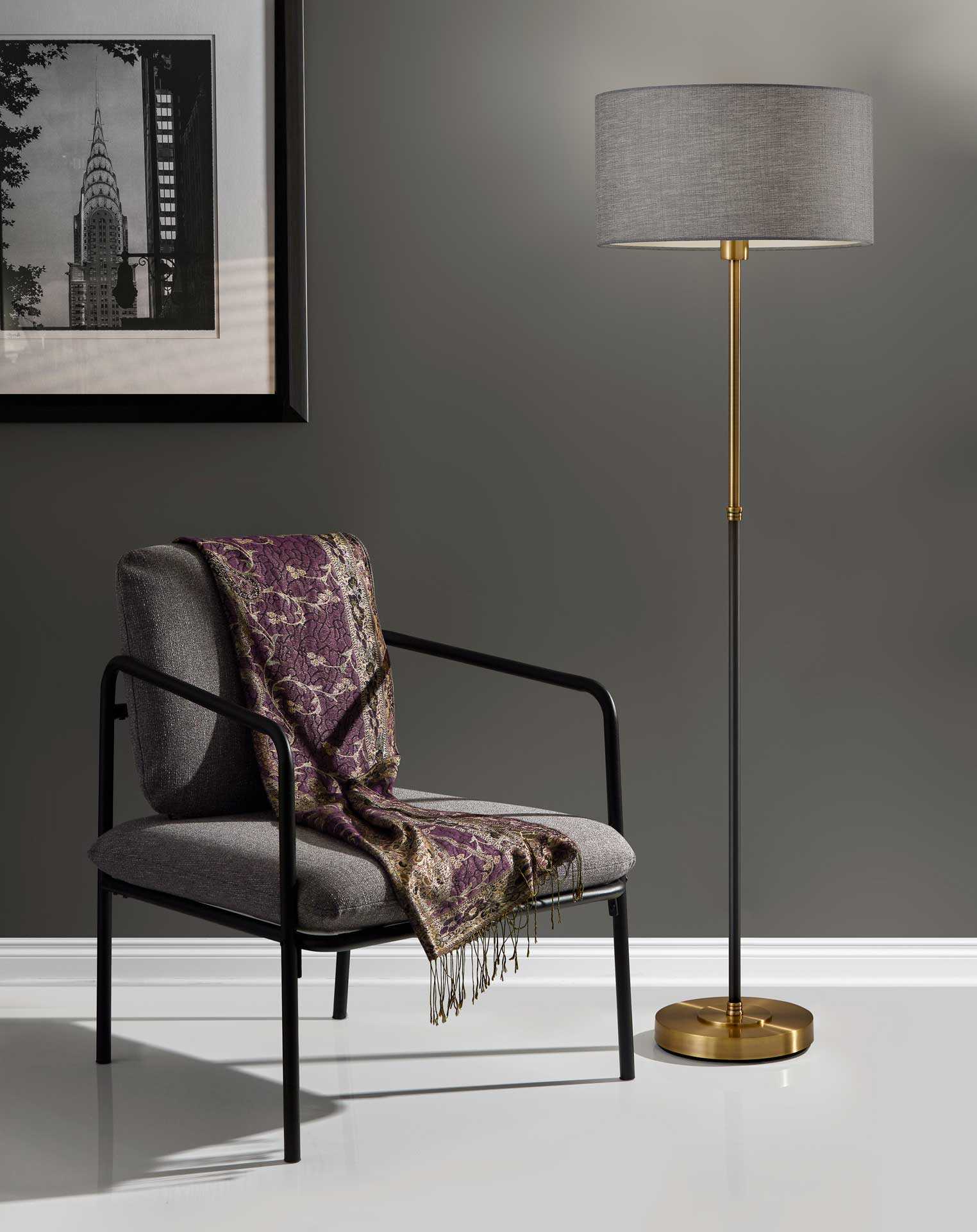 Begles Floor Lamp Black/Antique Brass - Image 7