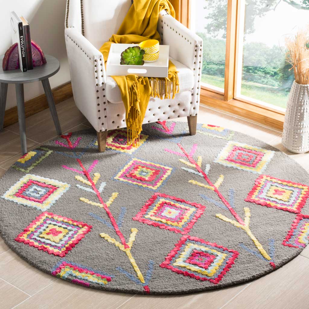Bellagio Dark Gray/Multi Round Rug - Image 3